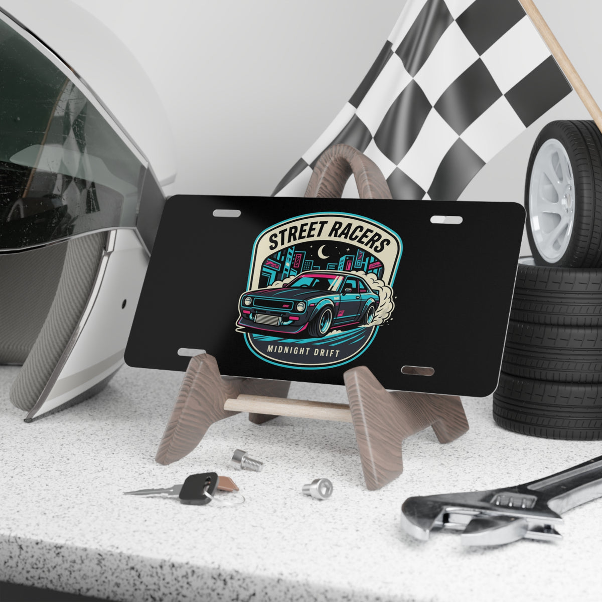 Midnight Drift License Plate — Street Racers Retro Neon Car Plate