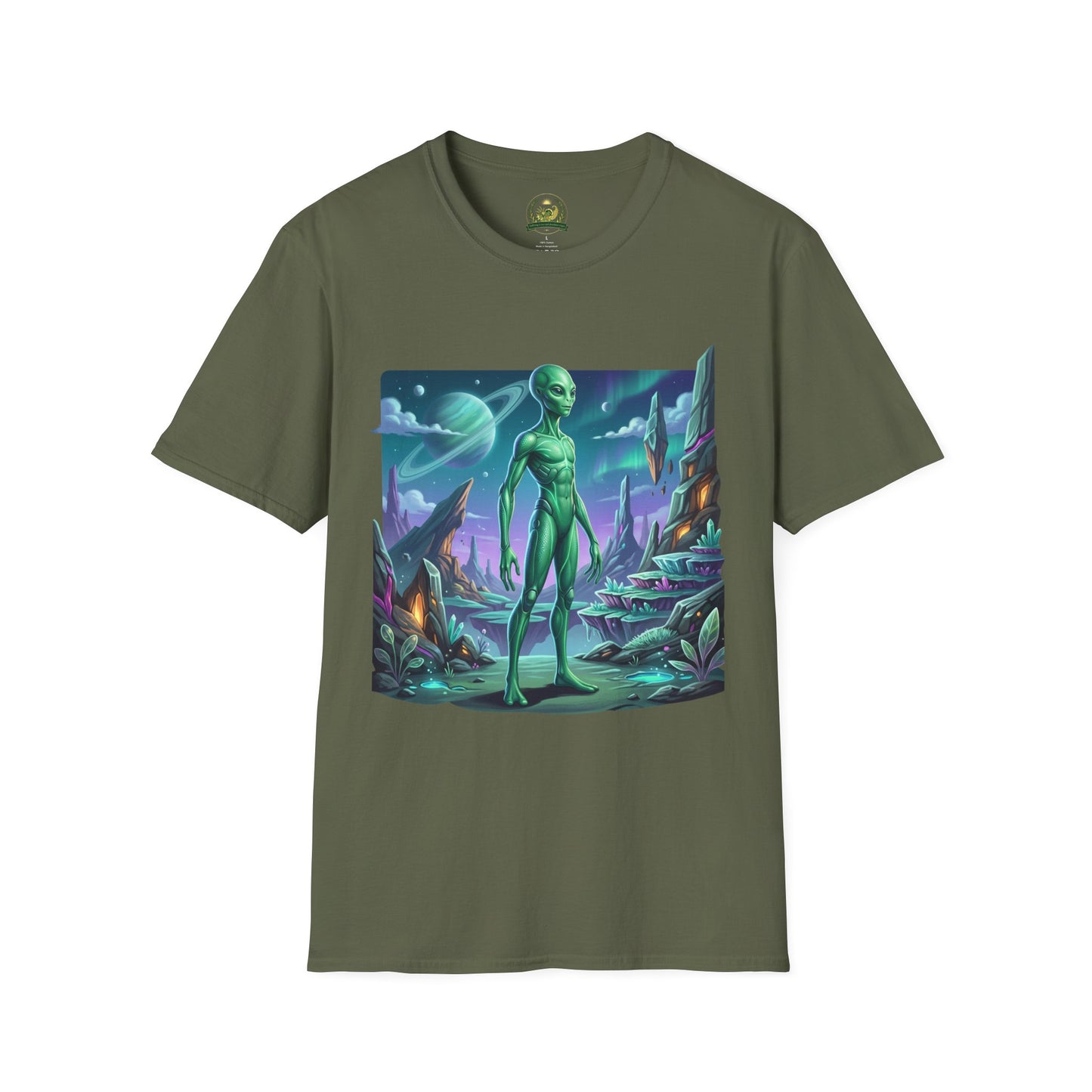 Alien Landscape T-Shirt — Green Extraterrestrial Sci‑Fi Graphic Tee