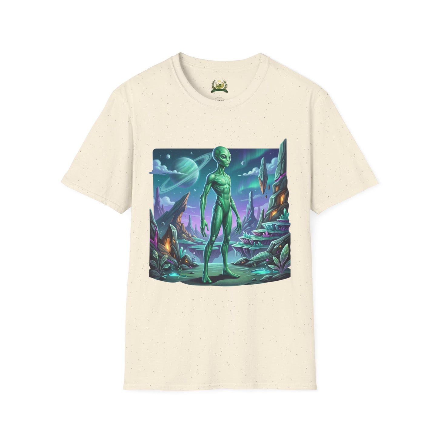 Alien Landscape T-Shirt — Green Extraterrestrial Sci‑Fi Graphic Tee