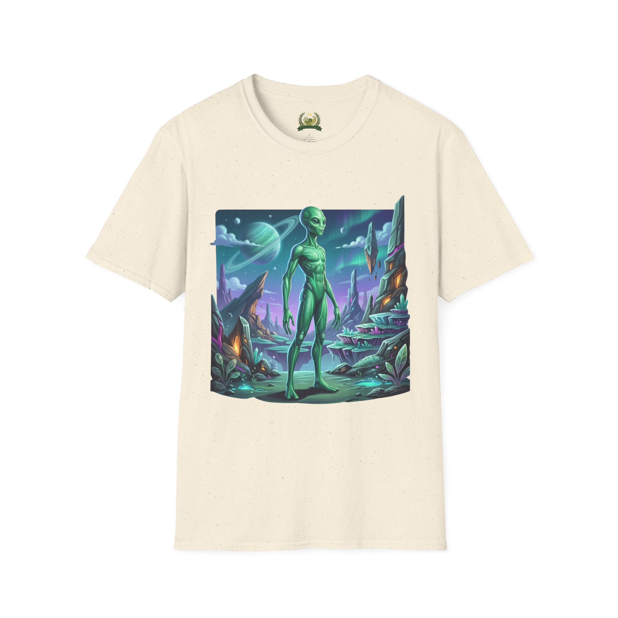 Alien Landscape T-Shirt — Green Extraterrestrial Sci‑Fi Graphic Tee