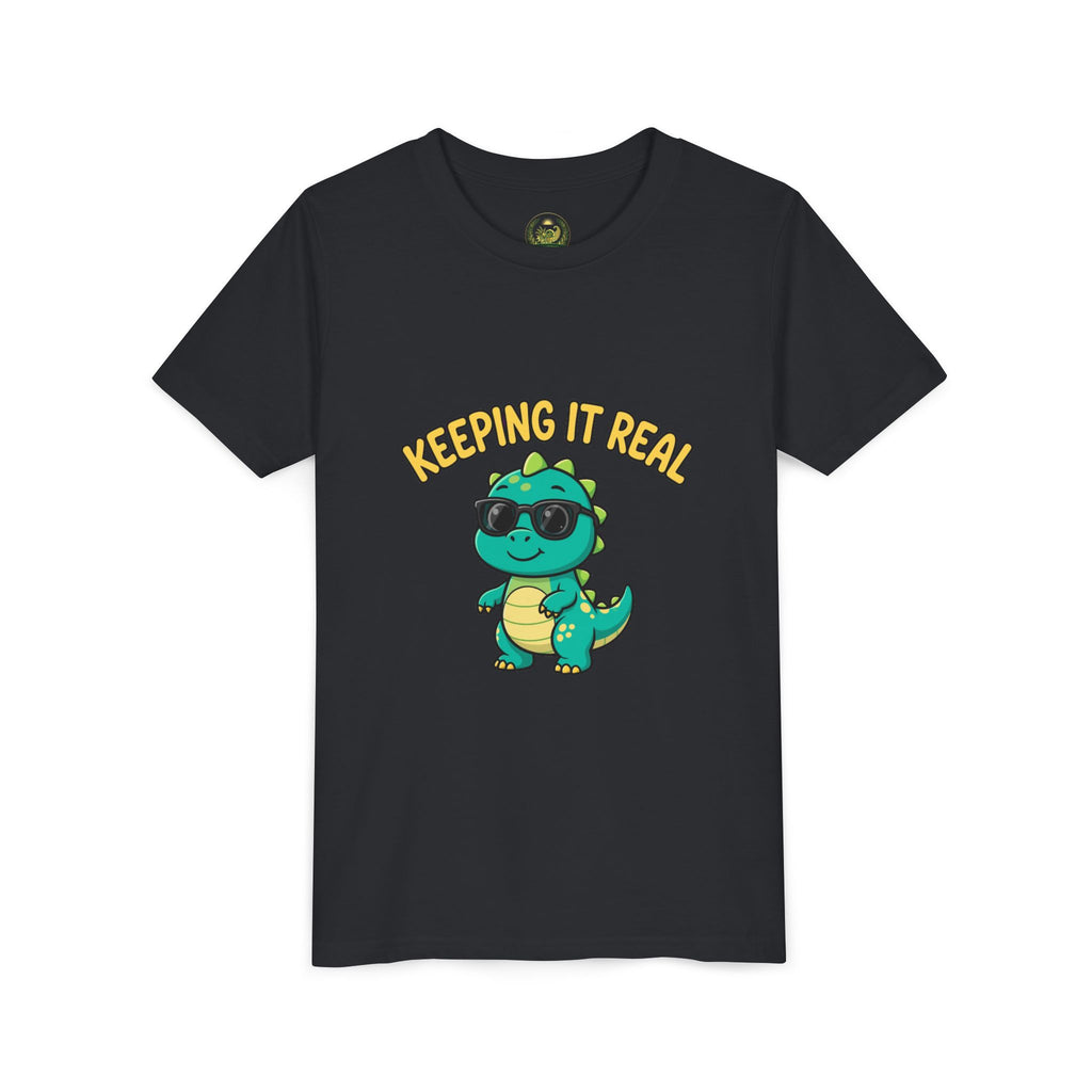 Kids Tee - "Keeping It Real" Cool Dino Graphic Youth T-Shirt
