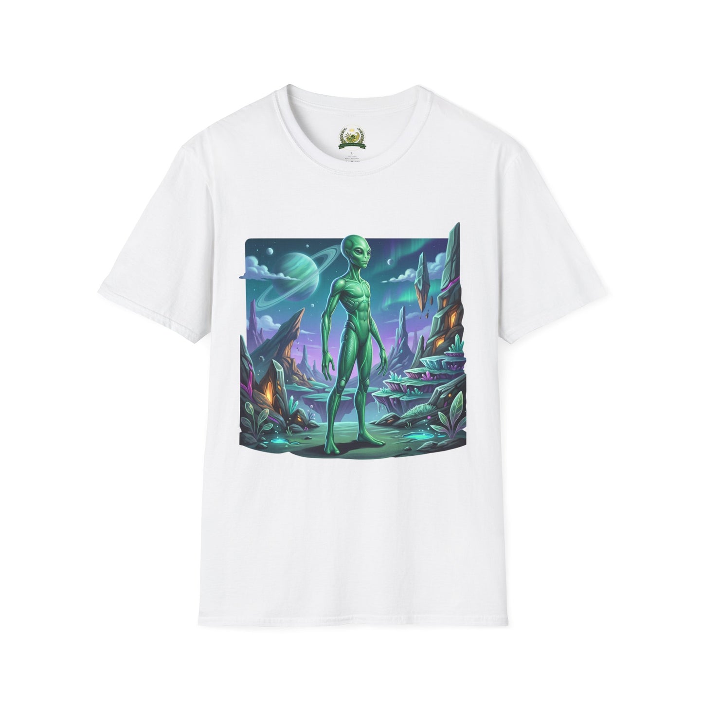 Alien Landscape T-Shirt — Green Extraterrestrial Sci‑Fi Graphic Tee