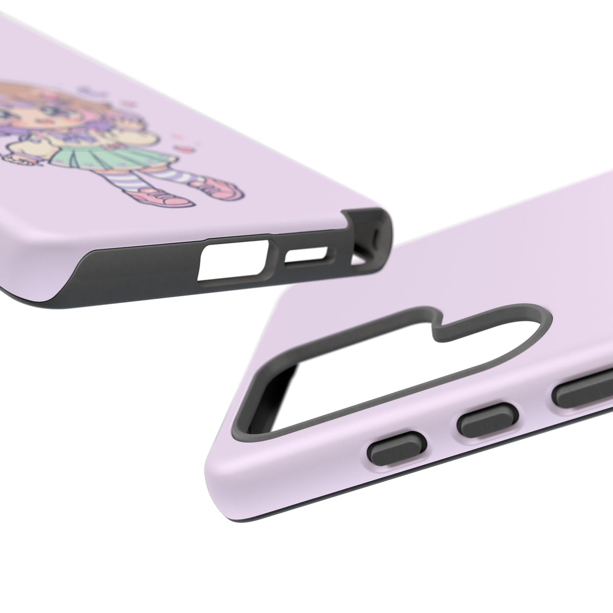 Cute Kawaii Girl Phone Case — Pastel Anime iPhone Cover with Hearts & Moon