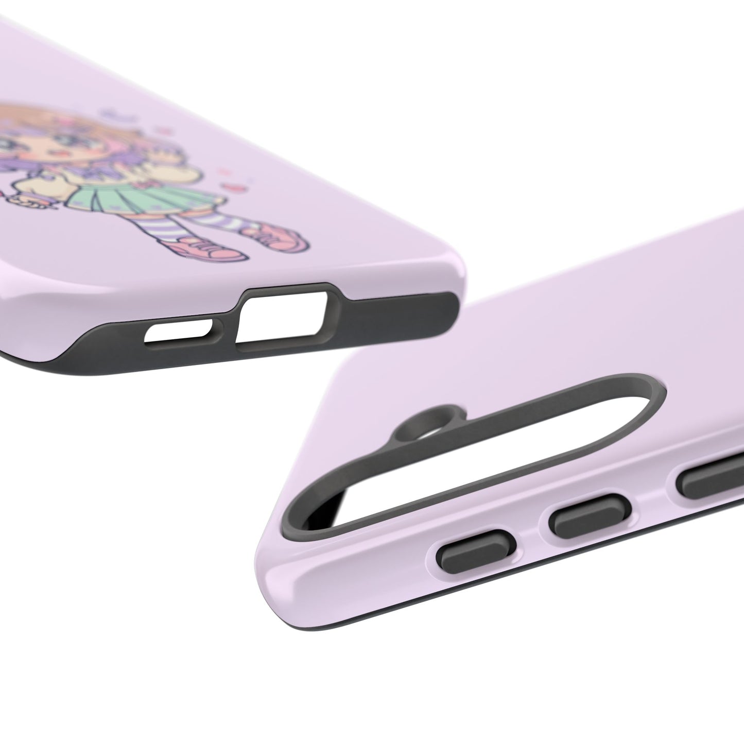 Cute Kawaii Girl Phone Case — Pastel Anime iPhone Cover with Hearts & Moon