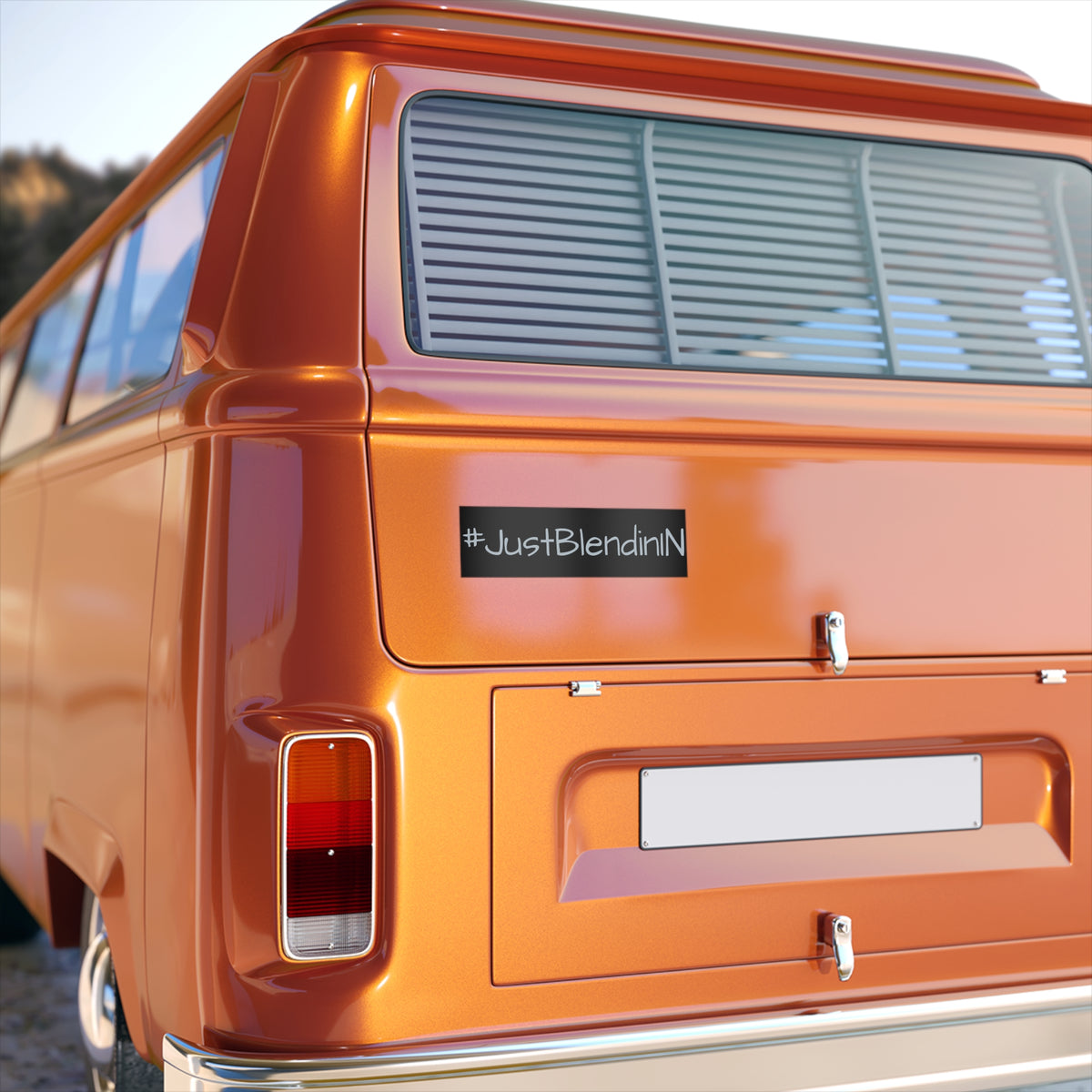 #JustBlendinIN Bumper Sticker – Funny Hashtag Vinyl Decal for Cars