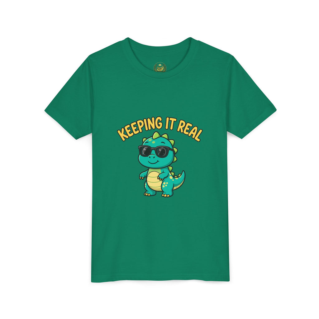Kids Tee - "Keeping It Real" Cool Dino Graphic Youth T-Shirt