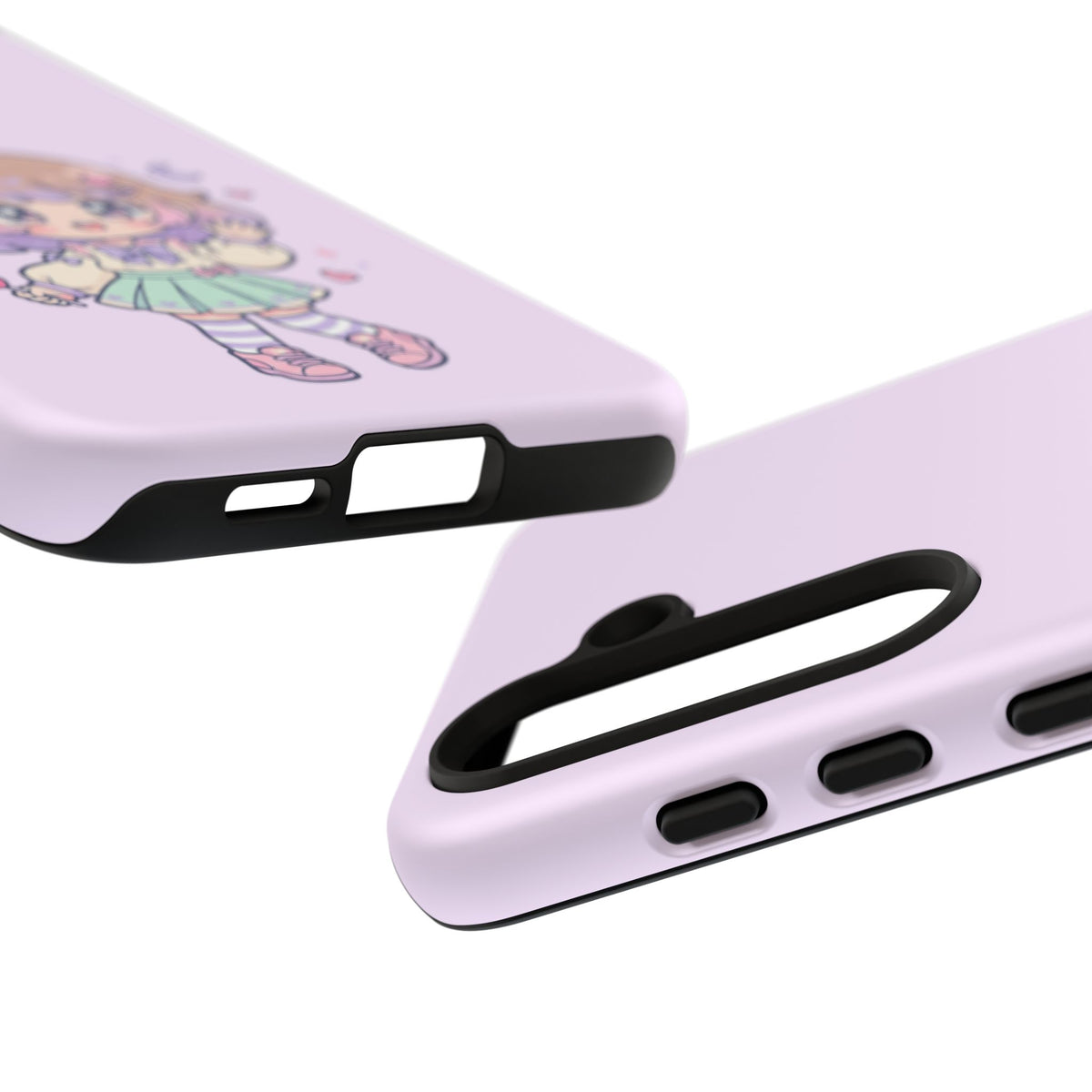 Cute Kawaii Girl Phone Case — Pastel Anime iPhone Cover with Hearts & Moon