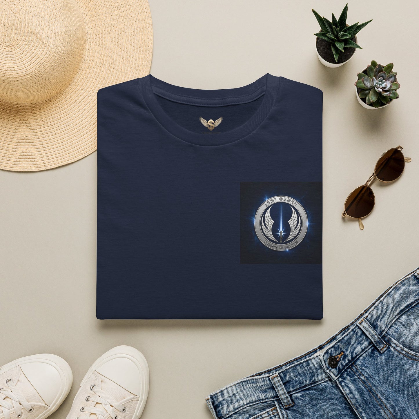 Resistance Alliance Navy Pocket T-Shirt — Subtle Sci-Fi Emblem Tee