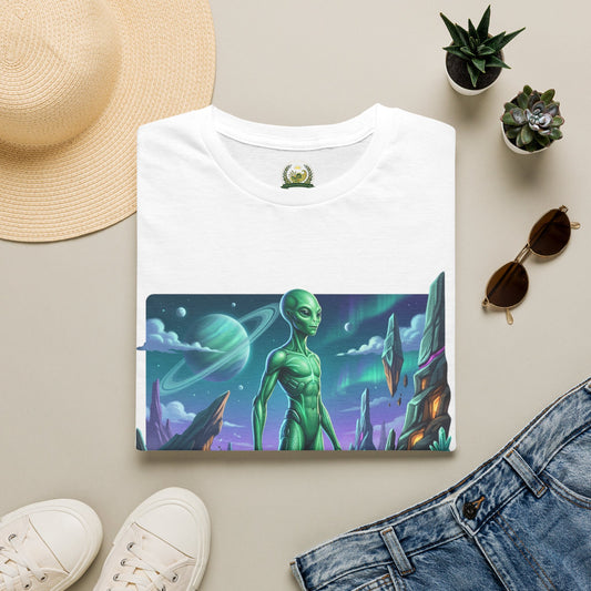 Alien Landscape T-Shirt — Green Extraterrestrial Sci‑Fi Graphic Tee