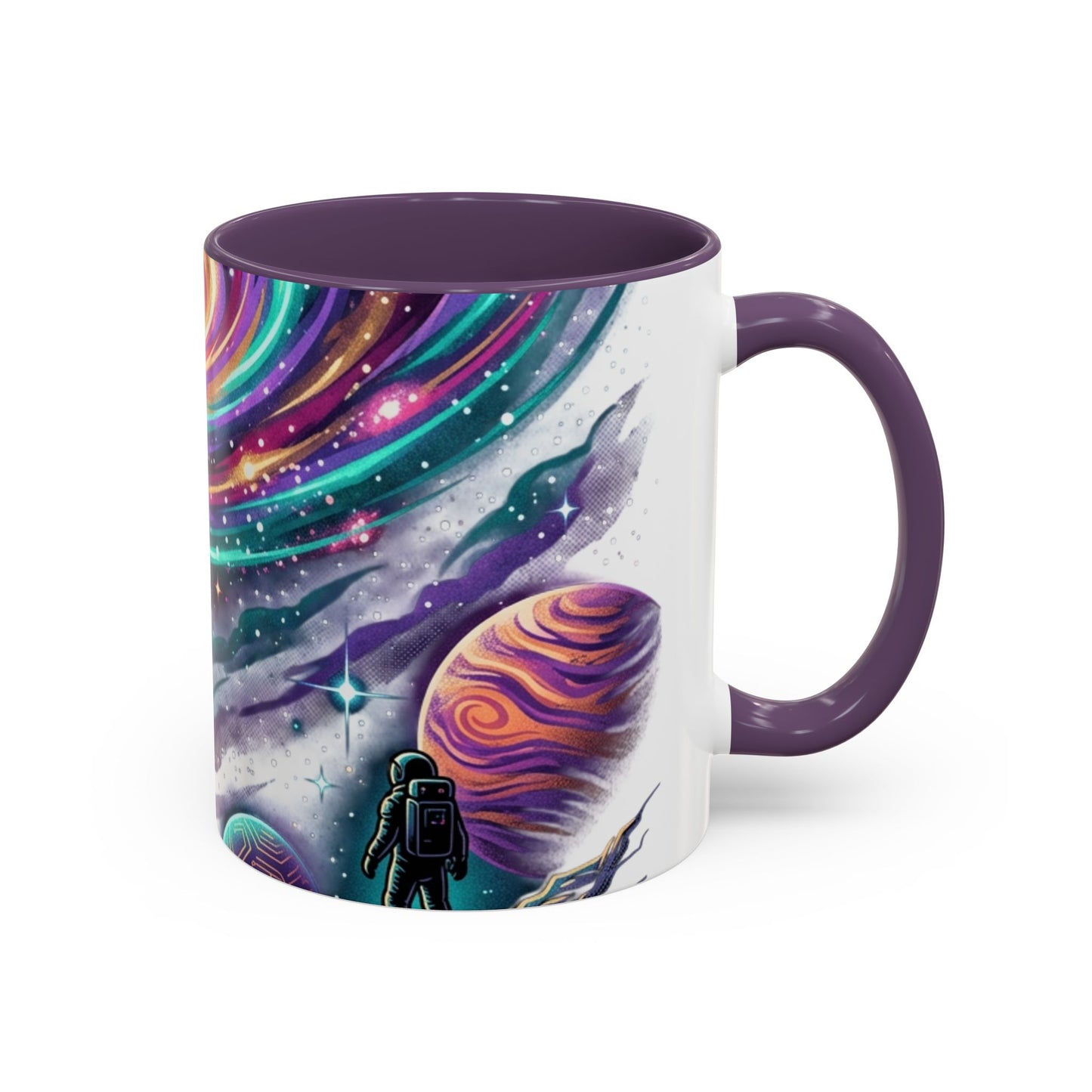 Cosmic Galaxy Satellite Accent Mug — Swirling Nebula Full-Wrap 11oz