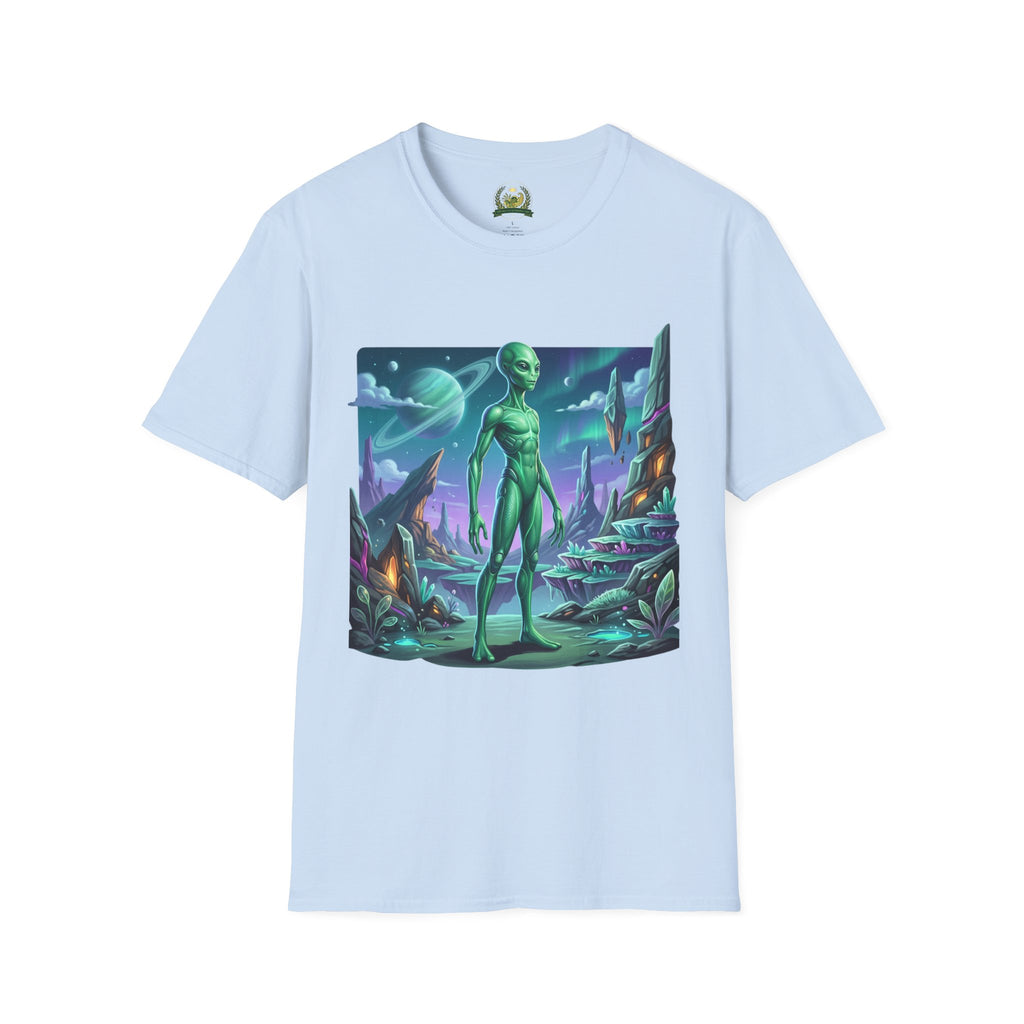 Alien Landscape T-Shirt — Green Extraterrestrial Sci‑Fi Graphic Tee
