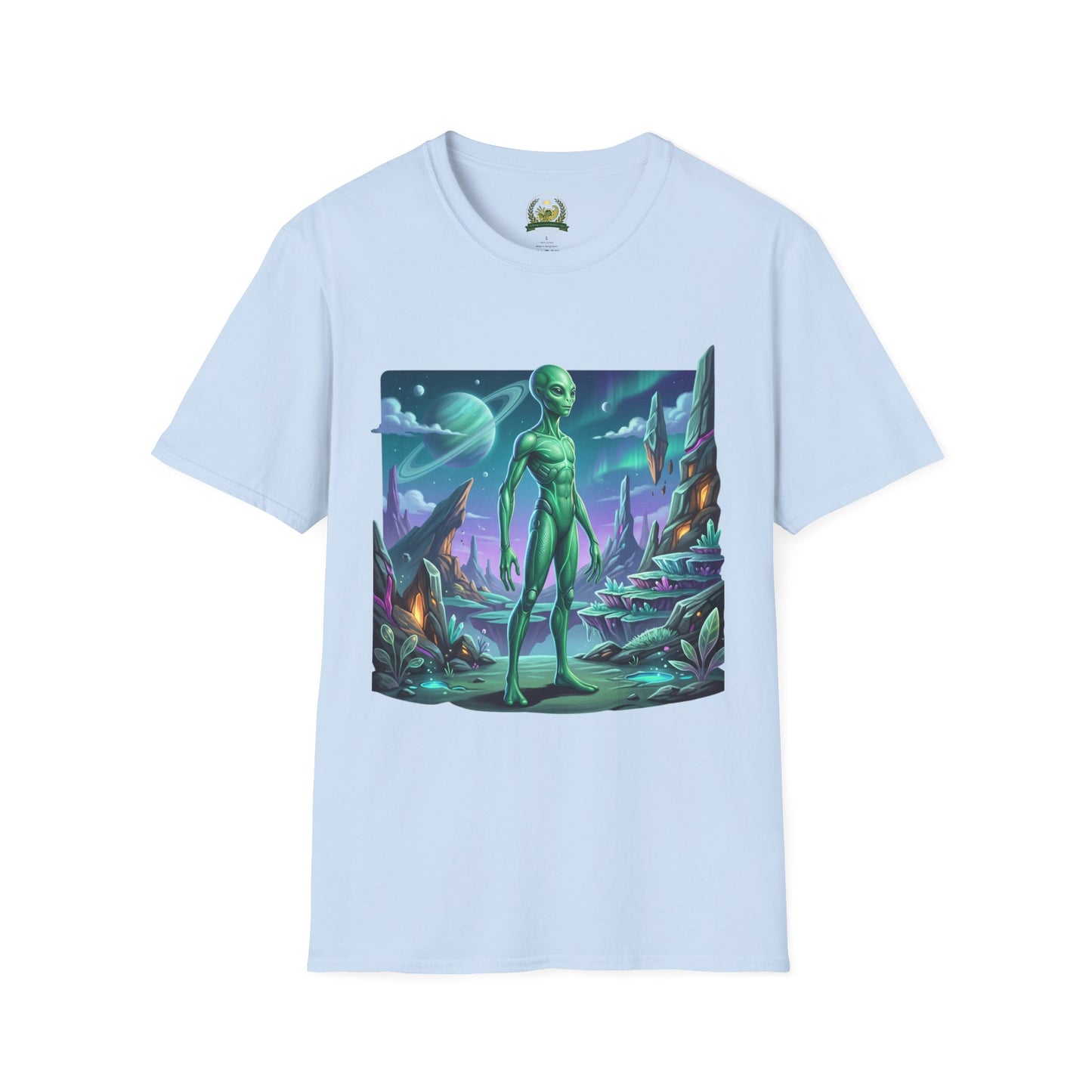 Alien Landscape T-Shirt — Green Extraterrestrial Sci‑Fi Graphic Tee