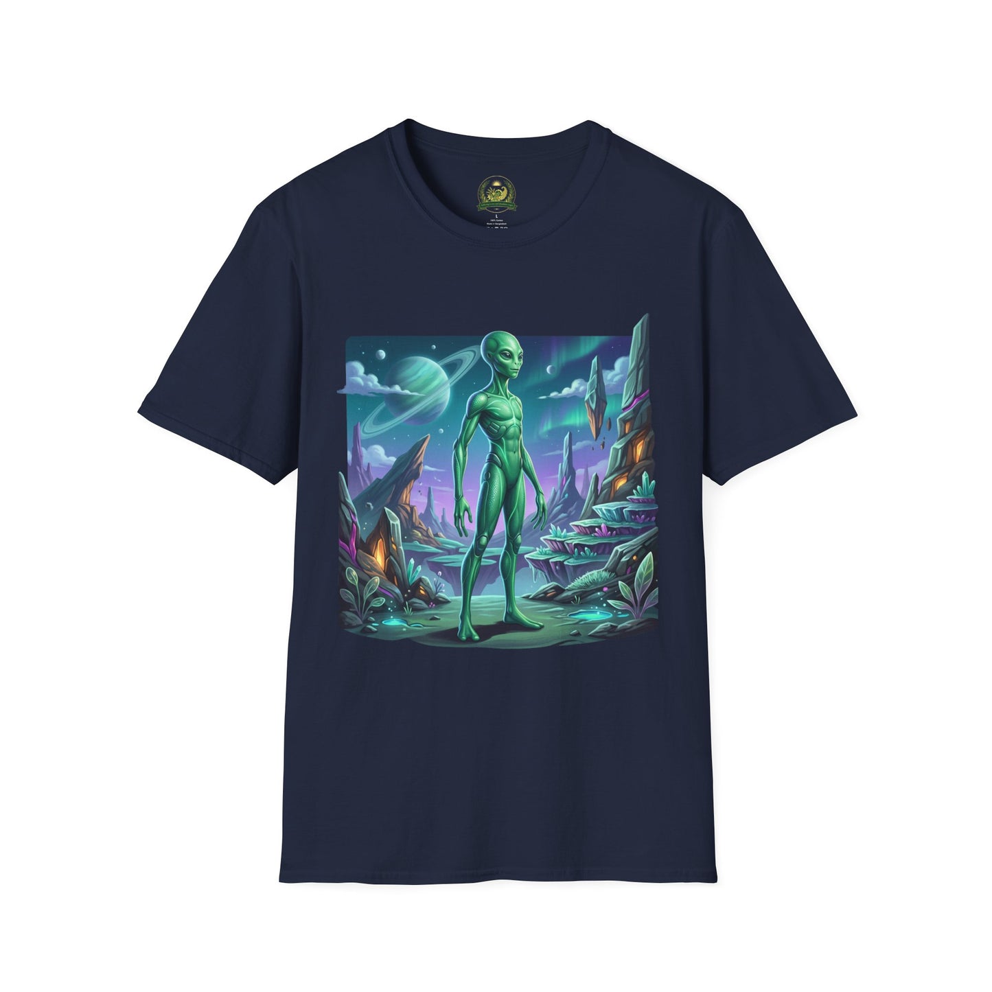 Alien Landscape T-Shirt — Green Extraterrestrial Sci‑Fi Graphic Tee