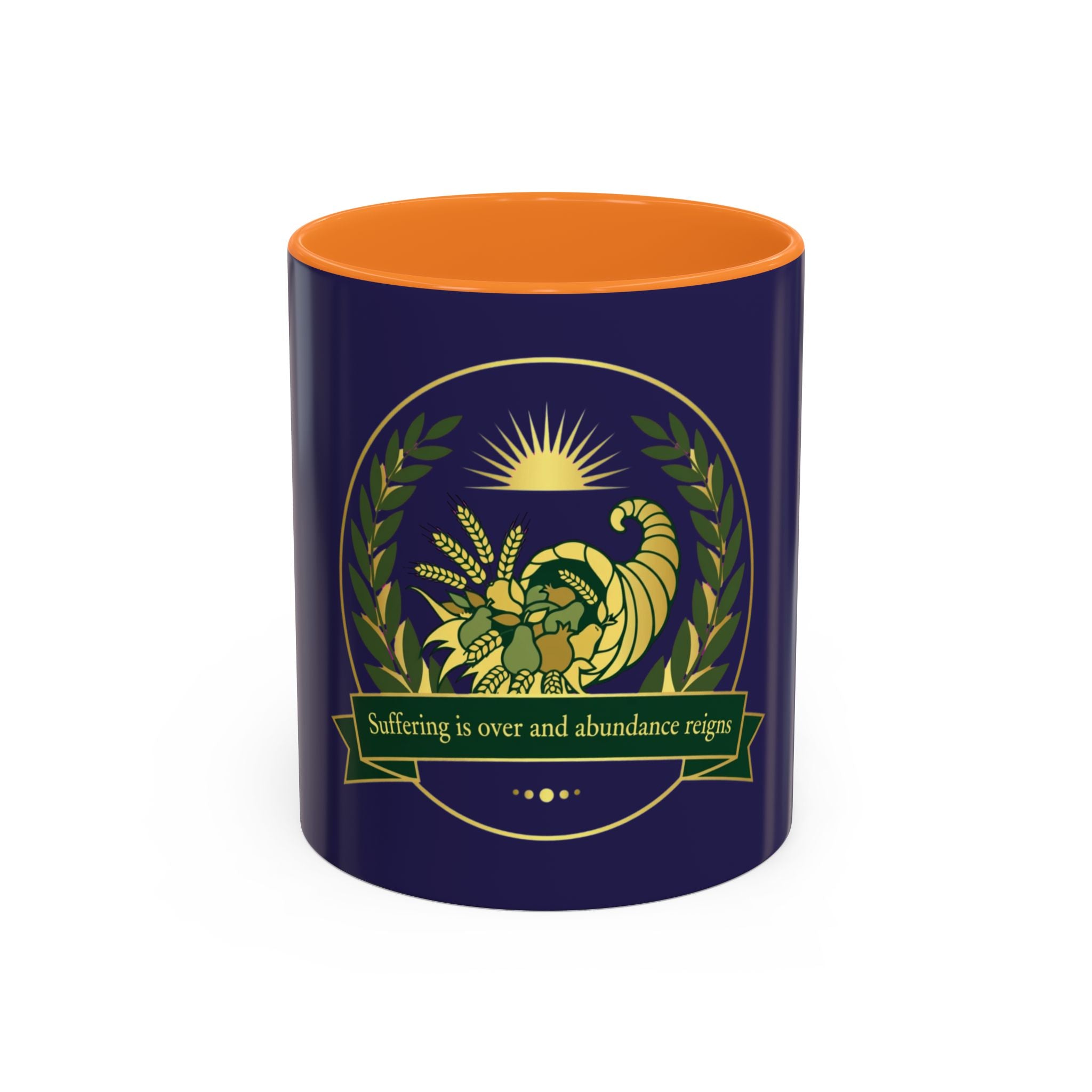 Cornucopia Abundance Mug — "Suffering is over and abundance reign" Ceramic Coffee Cup (11oz/15oz)