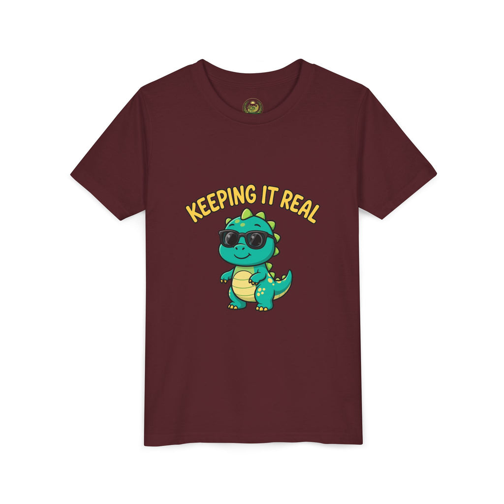 Kids Tee - "Keeping It Real" Cool Dino Graphic Youth T-Shirt