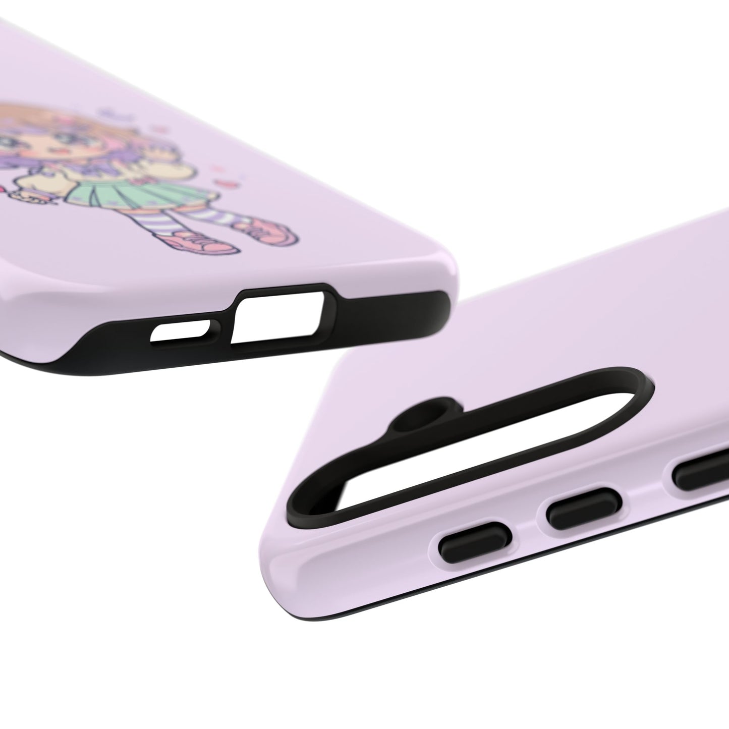 Cute Kawaii Girl Phone Case — Pastel Anime iPhone Cover with Hearts & Moon