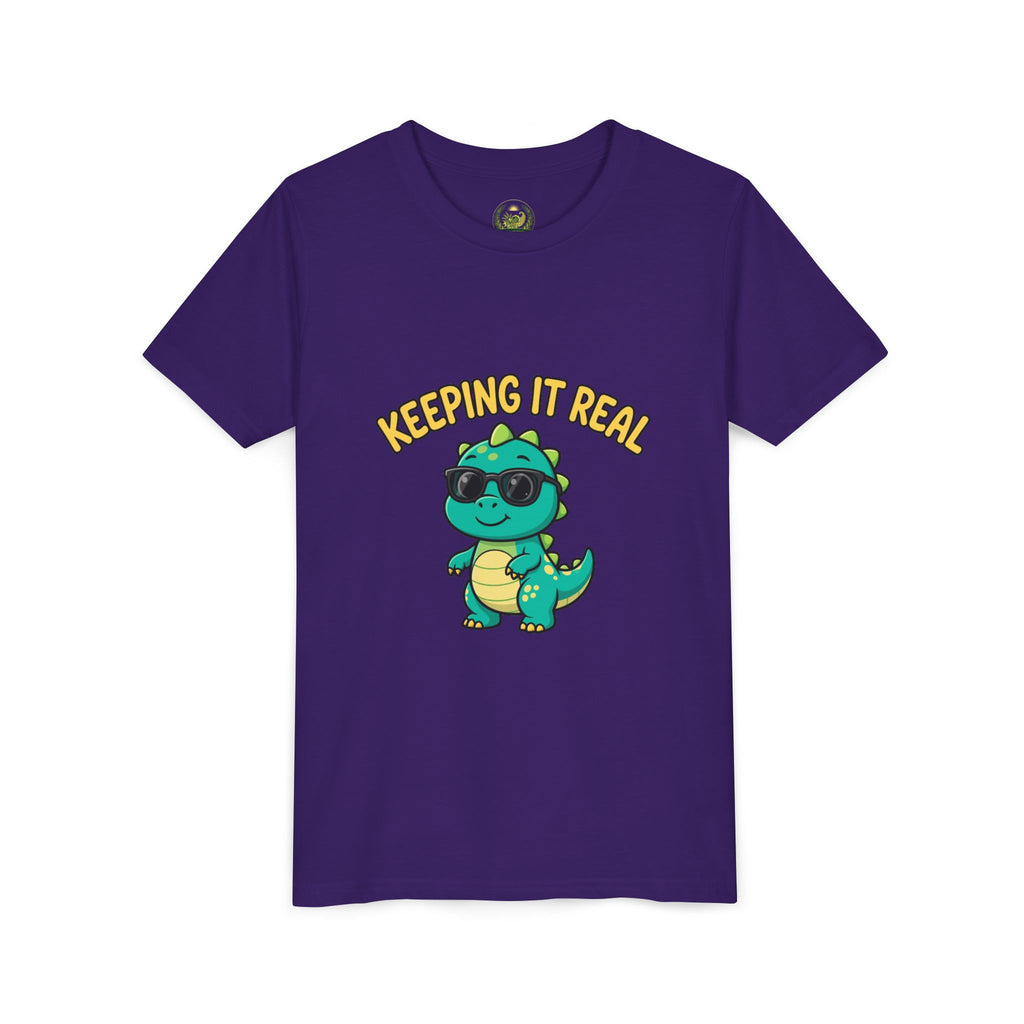 Kids Tee - "Keeping It Real" Cool Dino Graphic Youth T-Shirt