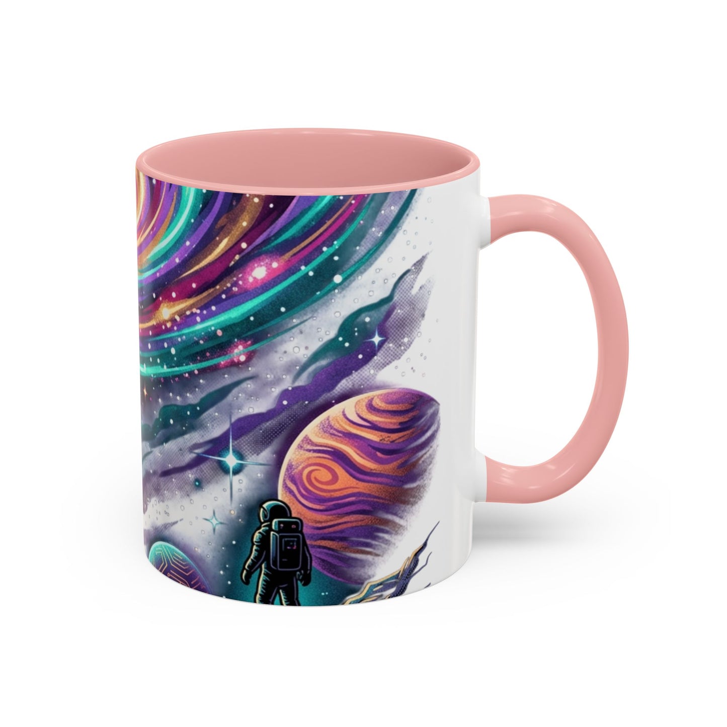 Cosmic Galaxy Satellite Accent Mug — Swirling Nebula Full-Wrap 11oz