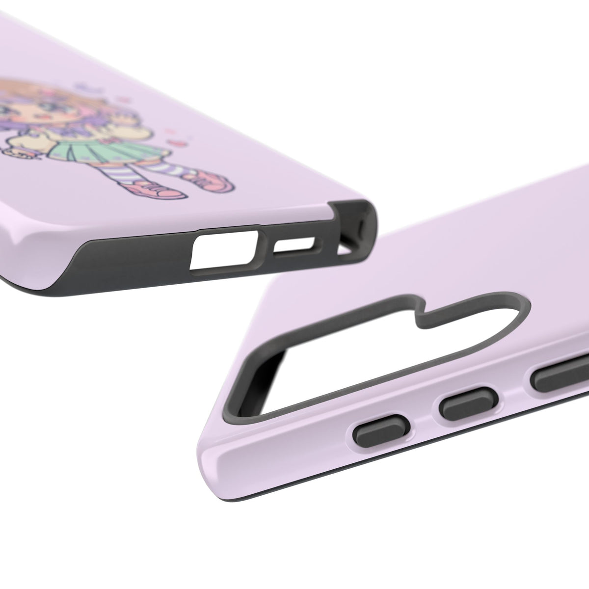 Cute Kawaii Girl Phone Case — Pastel Anime iPhone Cover with Hearts & Moon