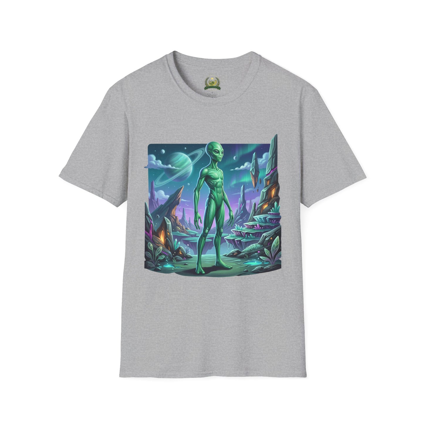 Alien Landscape T-Shirt — Green Extraterrestrial Sci‑Fi Graphic Tee