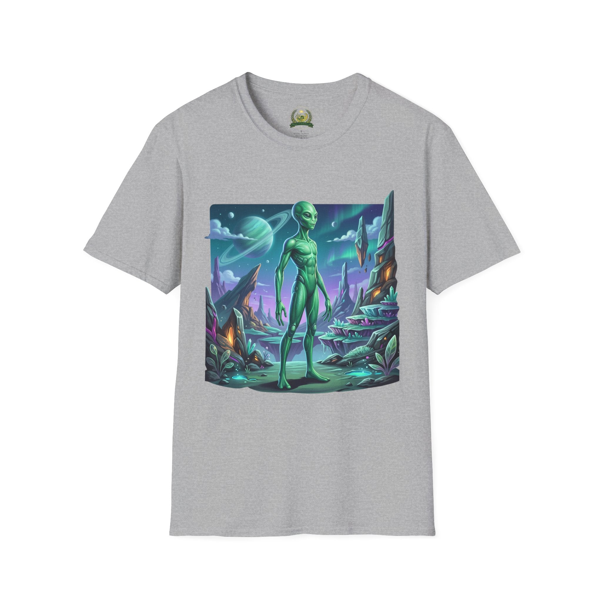 Alien Landscape T-Shirt — Green Extraterrestrial Sci‑Fi Graphic Tee