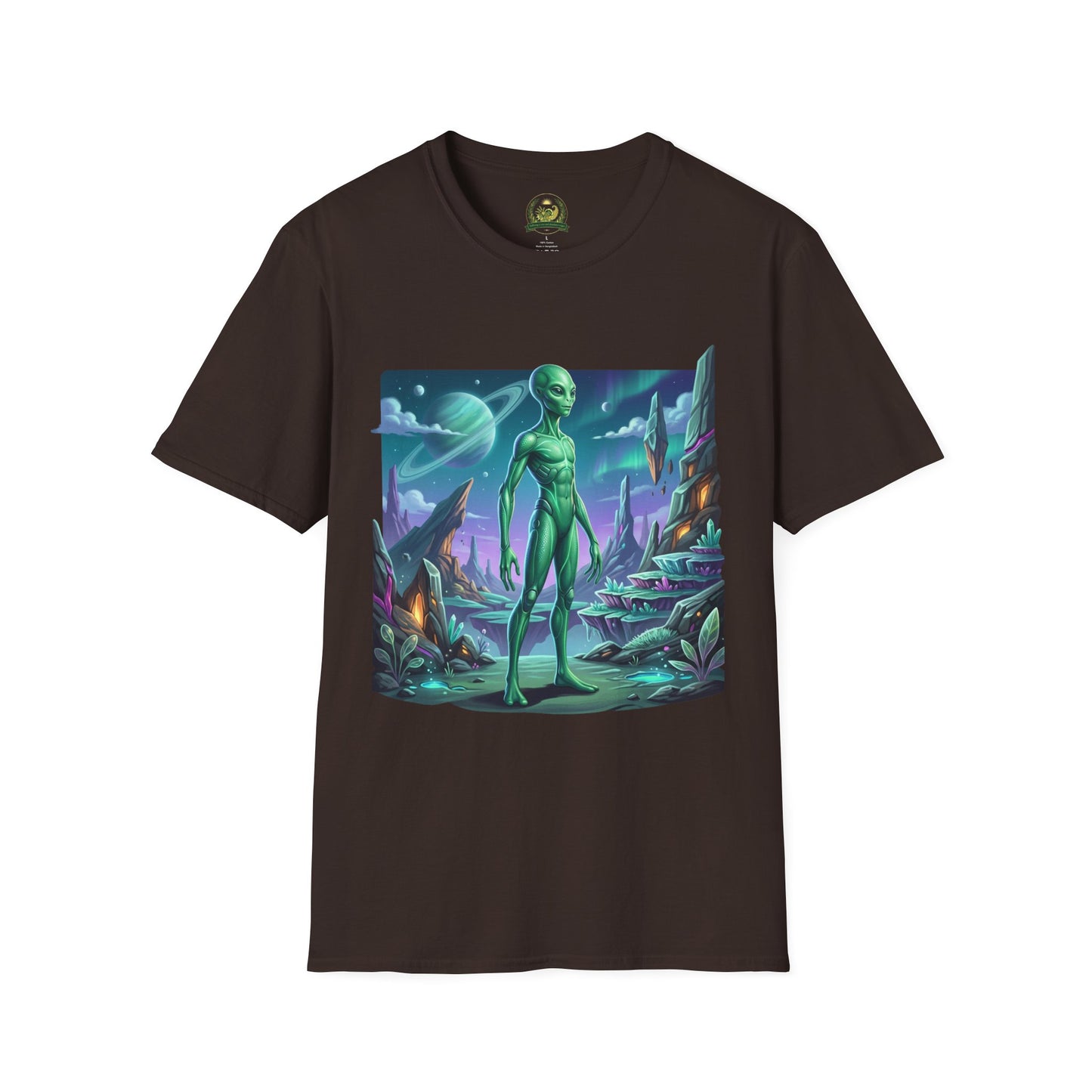 Alien Landscape T-Shirt — Green Extraterrestrial Sci‑Fi Graphic Tee