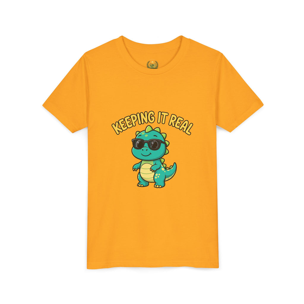 Kids Tee - "Keeping It Real" Cool Dino Graphic Youth T-Shirt