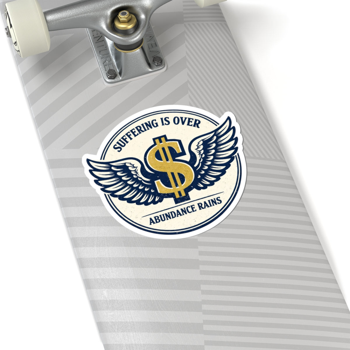 "Suffering Is Over, Abundance Reigns" Winged Dollar Sticker — Kiss-Cut Vinyl