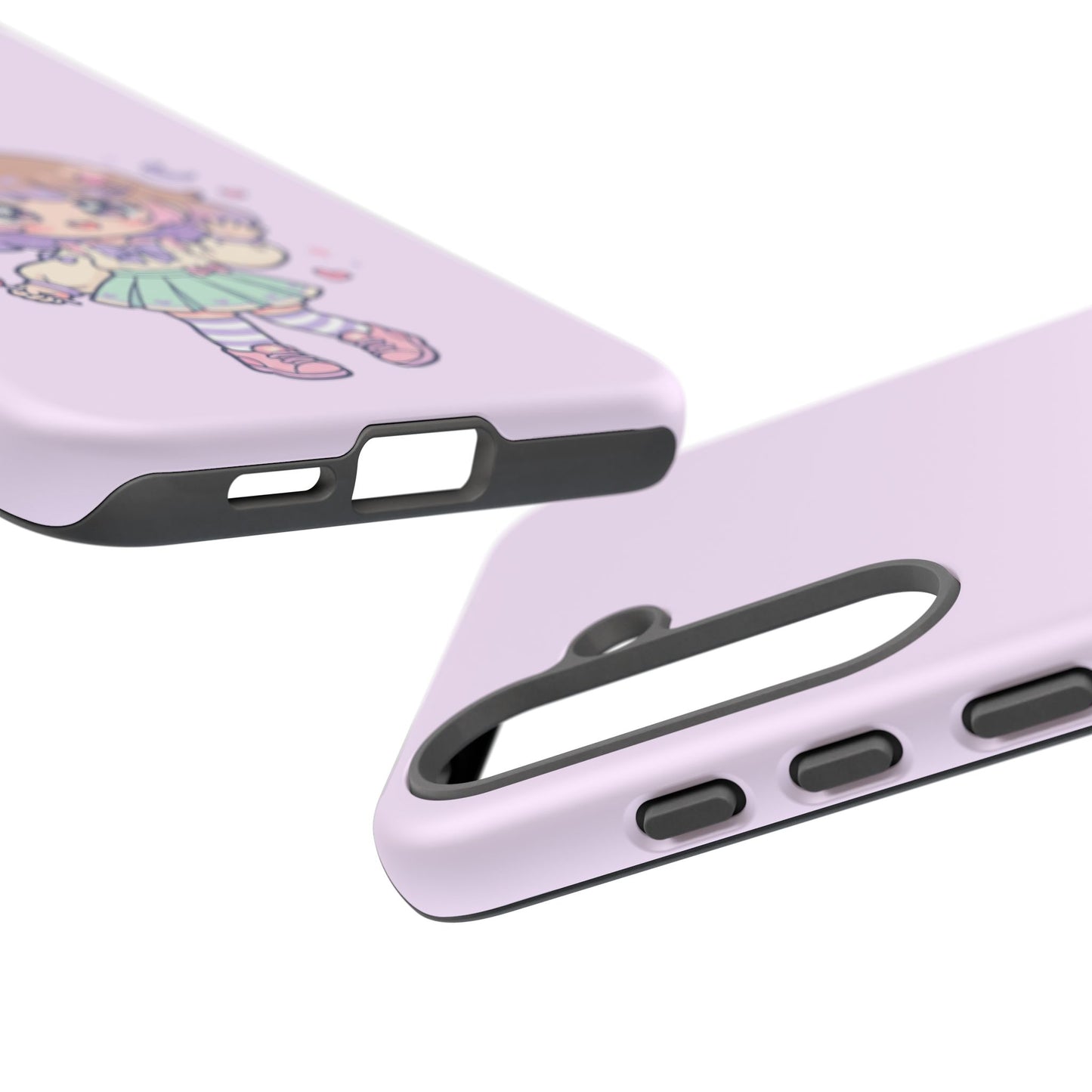Cute Kawaii Girl Phone Case — Pastel Anime iPhone Cover with Hearts & Moon