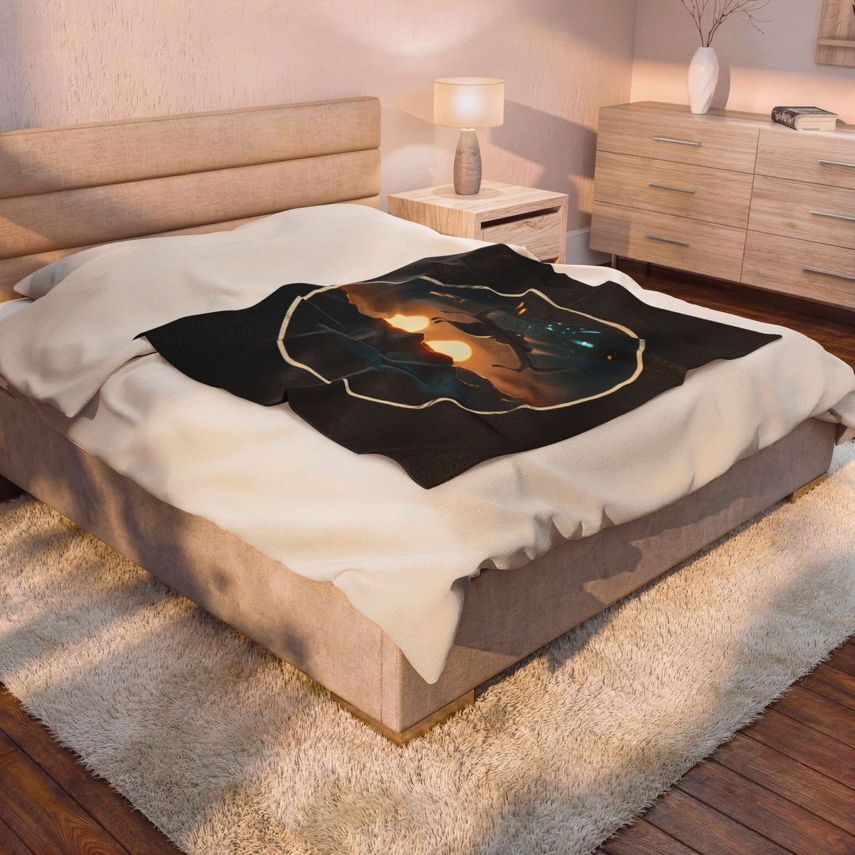 Twin Suns Velveteen Throw