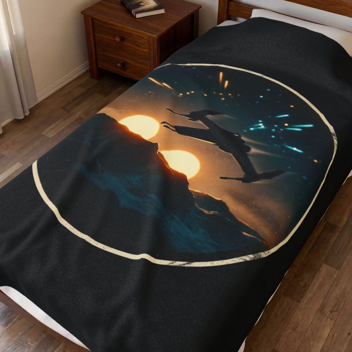 Twin Suns Velveteen Throw