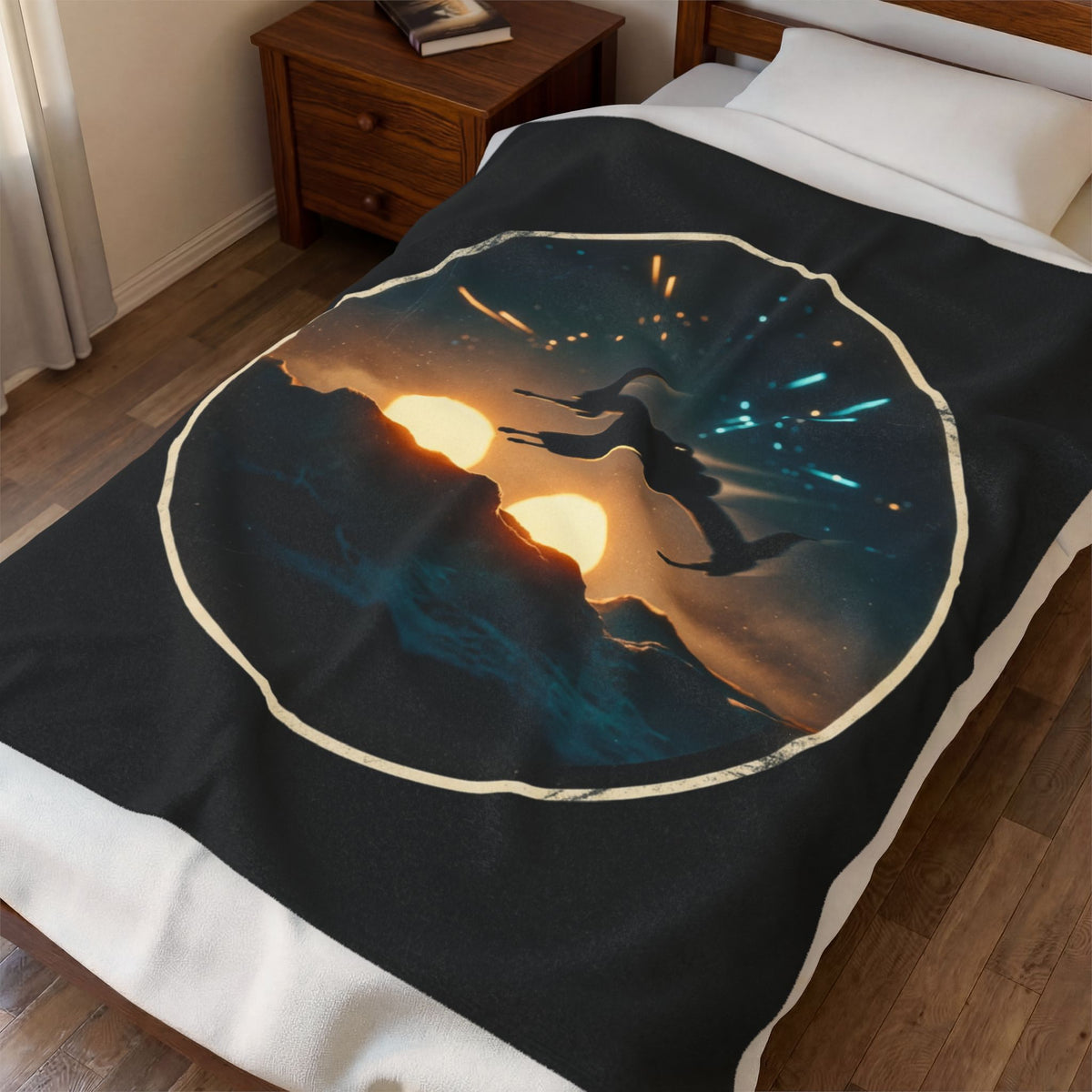 Twin Suns Velveteen Throw