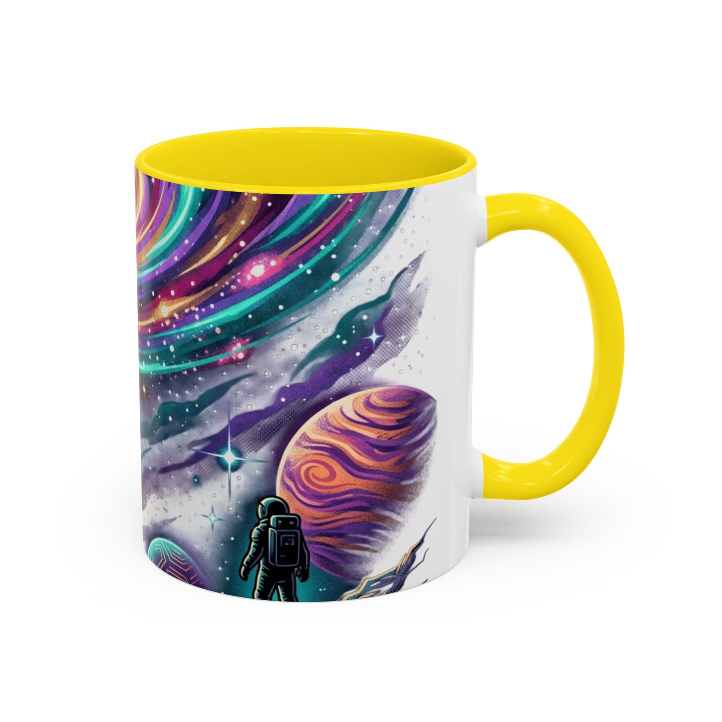 Cosmic Galaxy Satellite Accent Mug — Swirling Nebula Full-Wrap 11oz