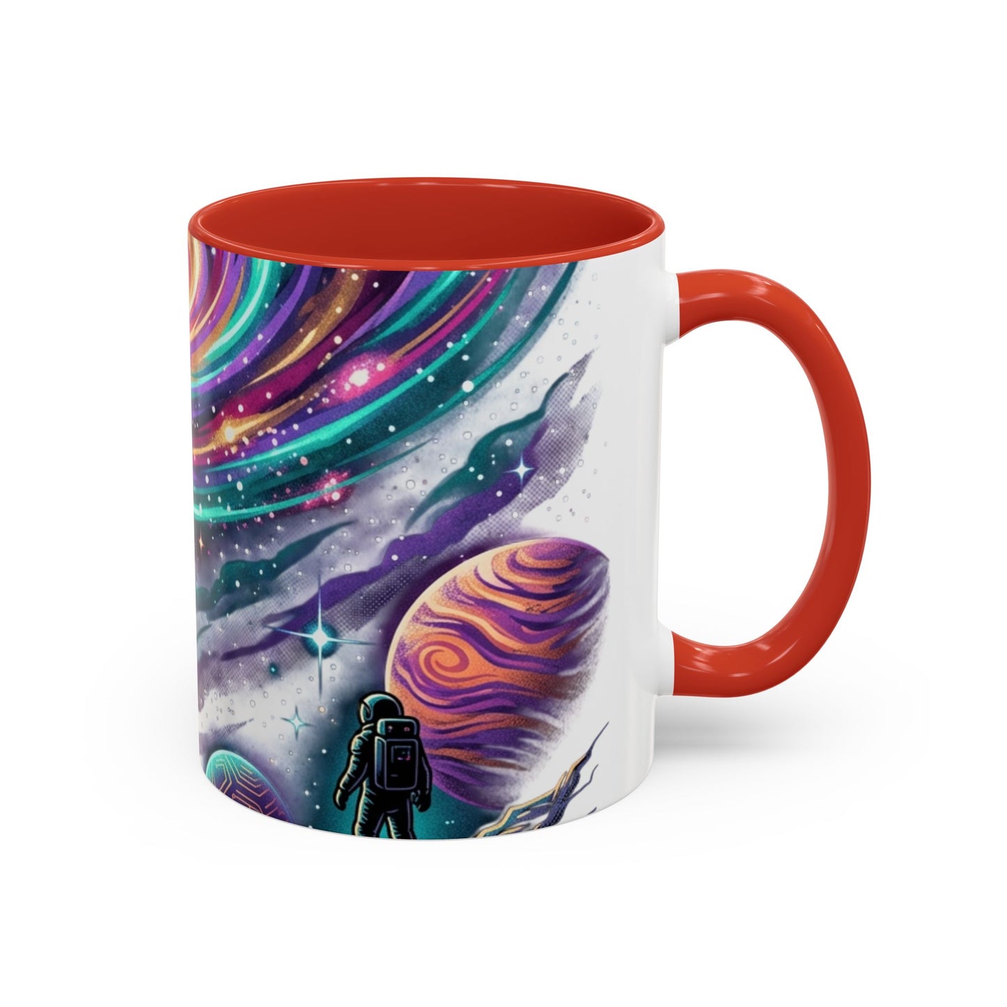 Cosmic Galaxy Satellite Accent Mug — Swirling Nebula Full-Wrap 11oz