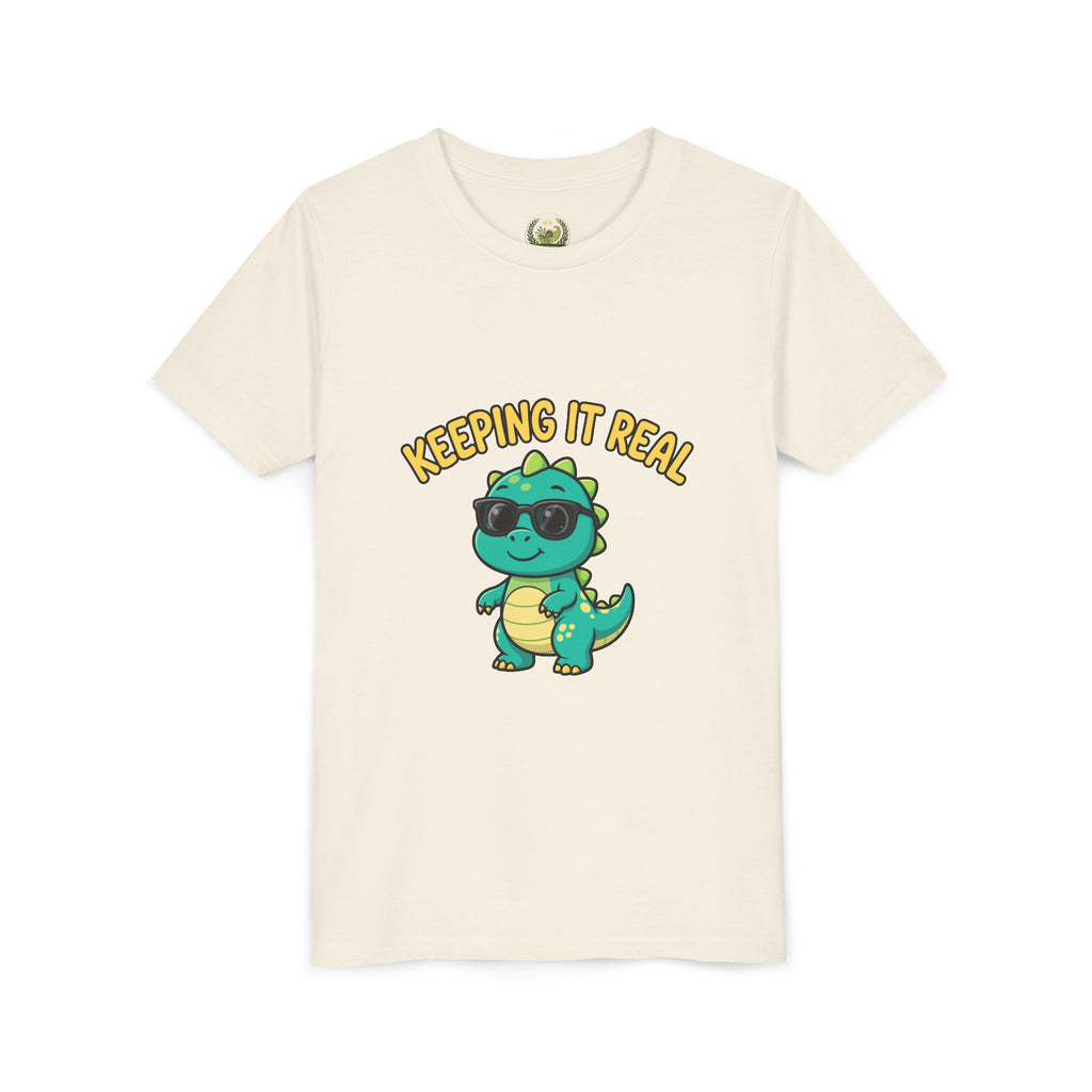 Kids Tee - "Keeping It Real" Cool Dino Graphic Youth T-Shirt