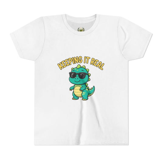 Kids Tee - "Keeping It Real" Cool Dino Graphic Youth T-Shirt