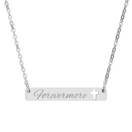 Engravable Cutout Cross Bar Necklace — Personalized Faith Name Plate
