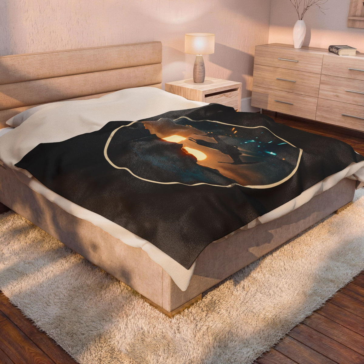 Twin Suns Velveteen Throw