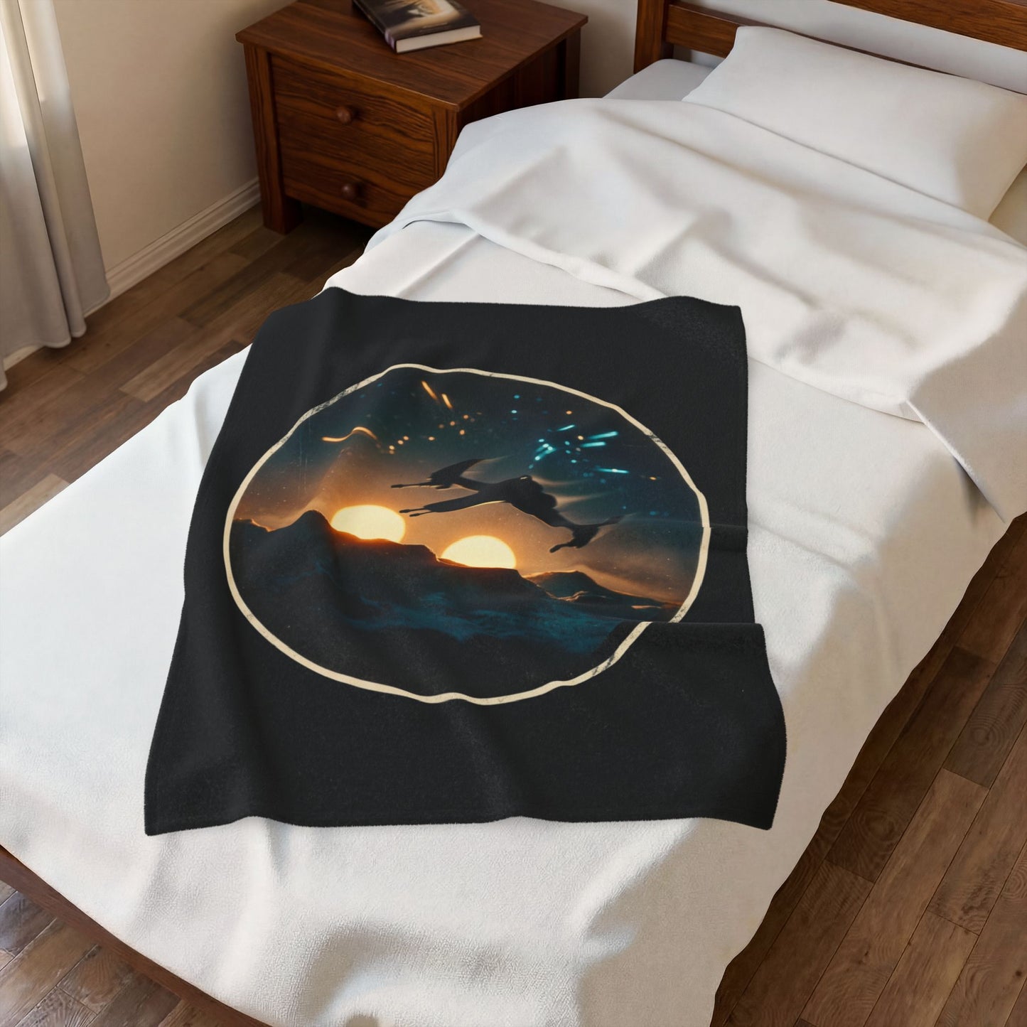 Twin Suns Velveteen Throw