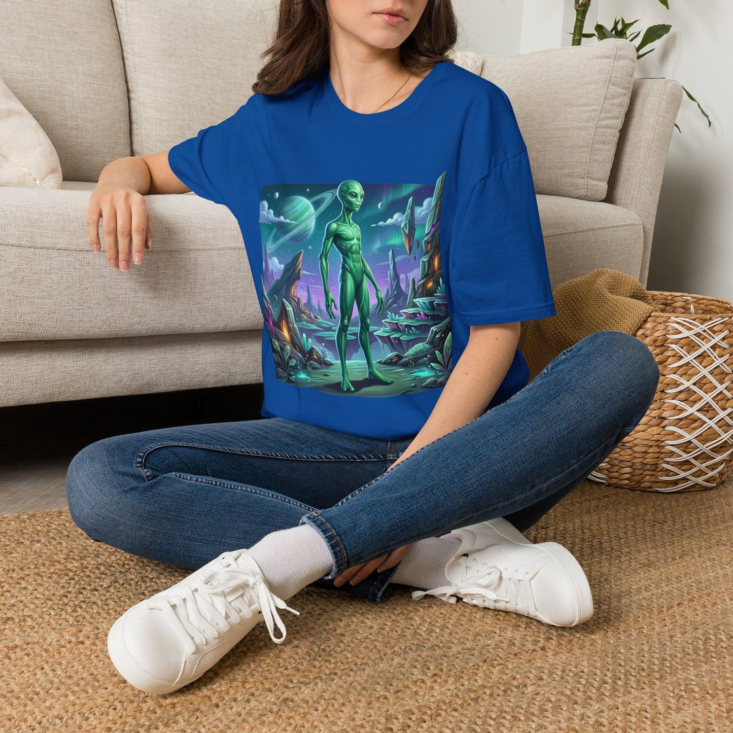 Alien Landscape T-Shirt — Green Extraterrestrial Sci‑Fi Graphic Tee