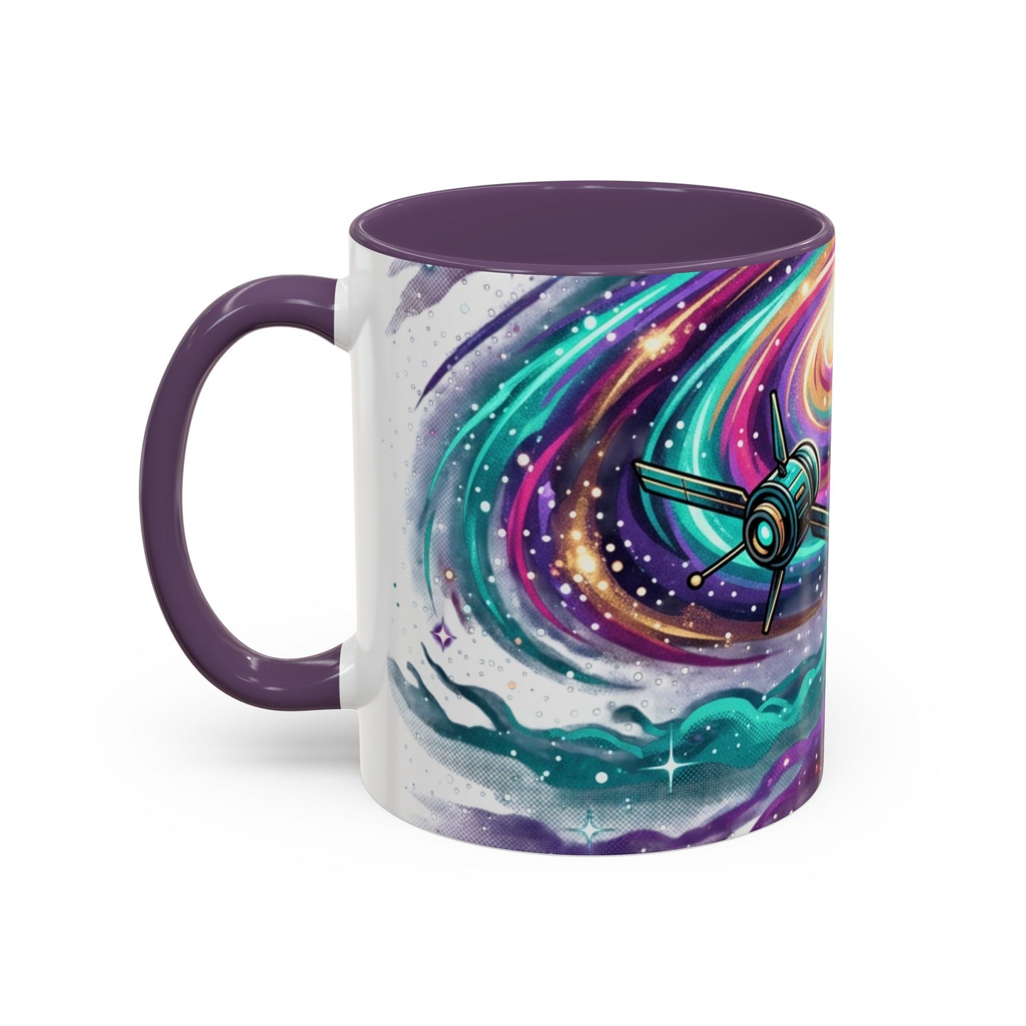 Cosmic Galaxy Satellite Accent Mug — Swirling Nebula Full-Wrap 11oz