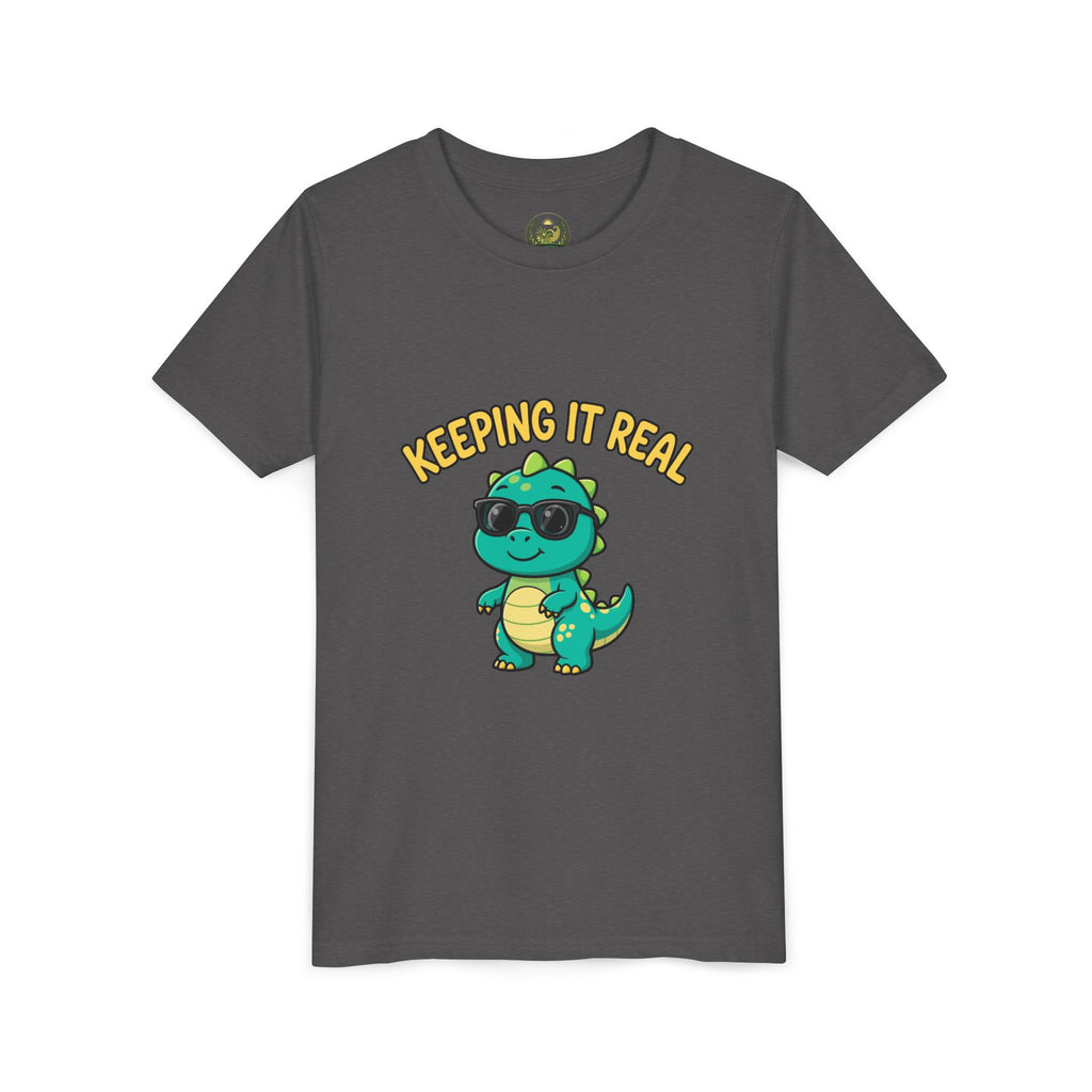 Kids Tee - "Keeping It Real" Cool Dino Graphic Youth T-Shirt