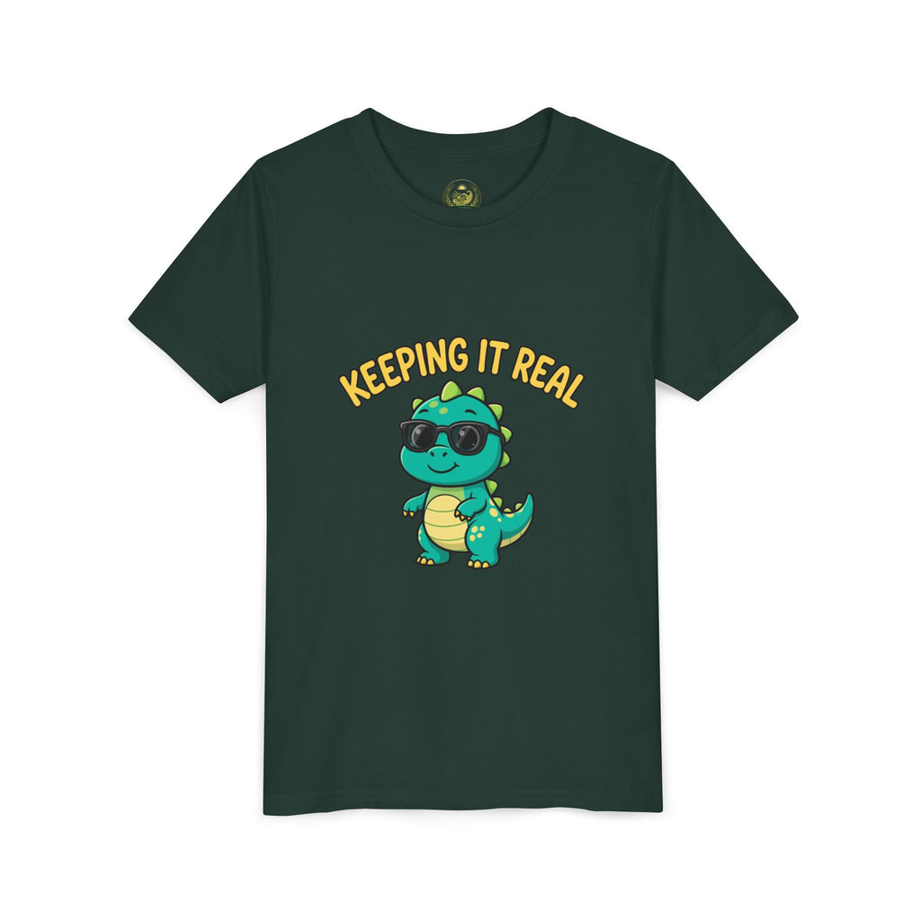 Kids Tee - "Keeping It Real" Cool Dino Graphic Youth T-Shirt