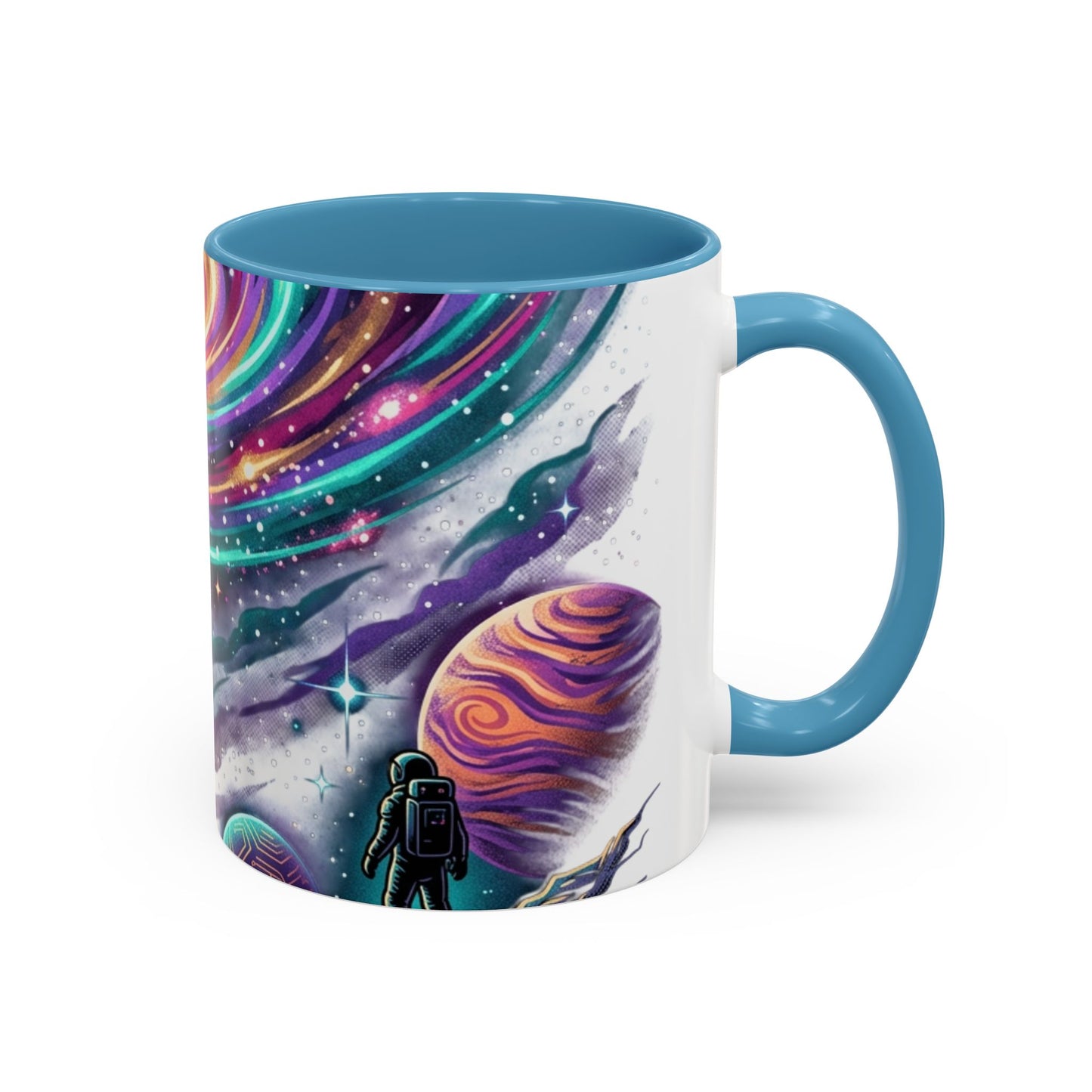 Cosmic Galaxy Satellite Accent Mug — Swirling Nebula Full-Wrap 11oz