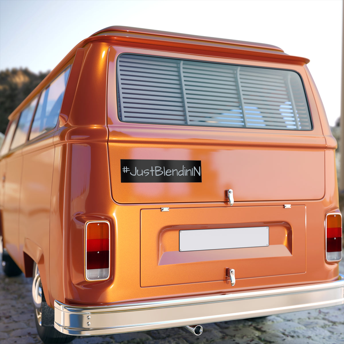 #JustBlendinIN Bumper Sticker – Funny Hashtag Vinyl Decal for Cars