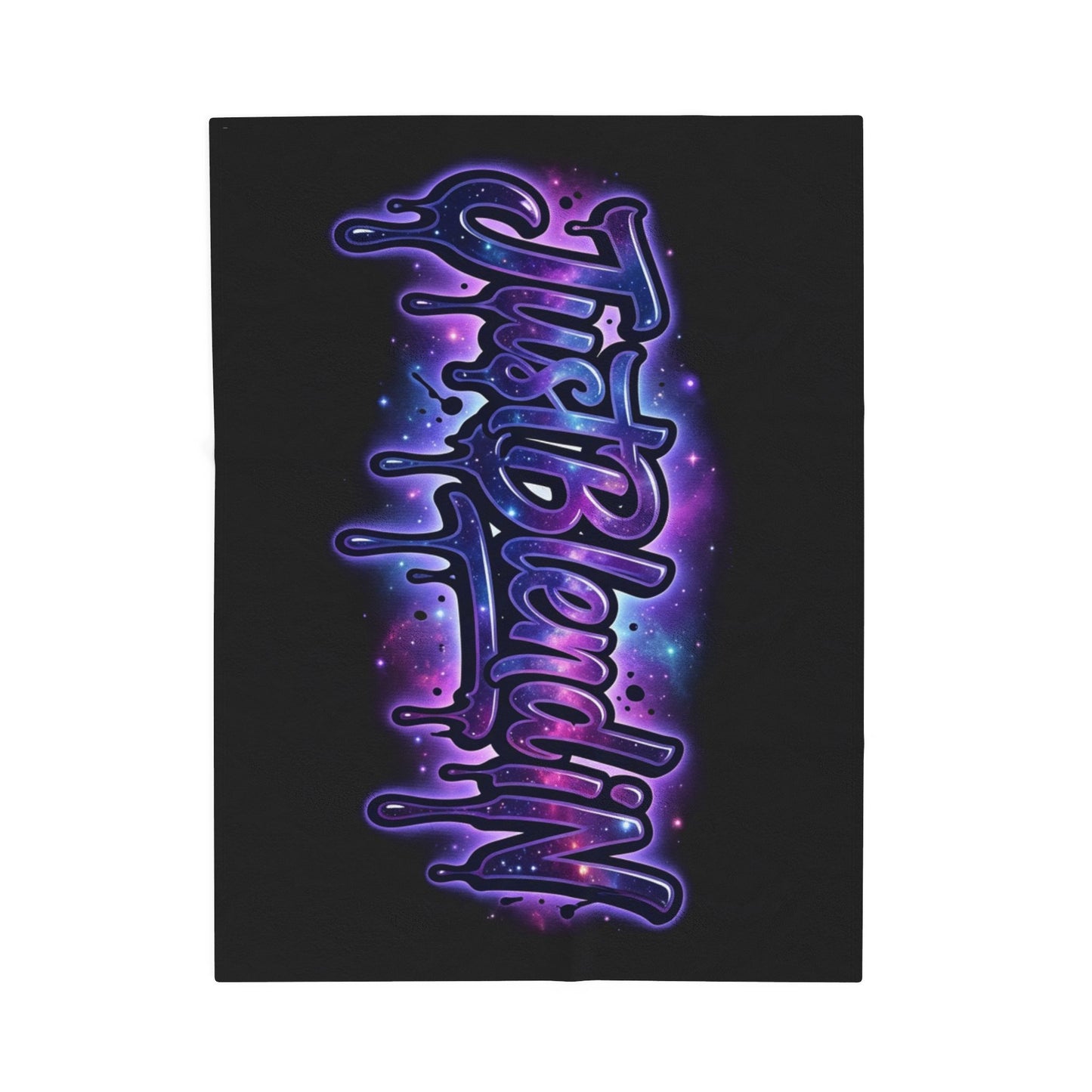 A black rectangular product, likely a canvas print, poster, or sleeve, featuring the word 'Trashland' in a stylized, dripping graffiti font filled with a purple and blue galaxy nebula pattern, set against a plain white background.