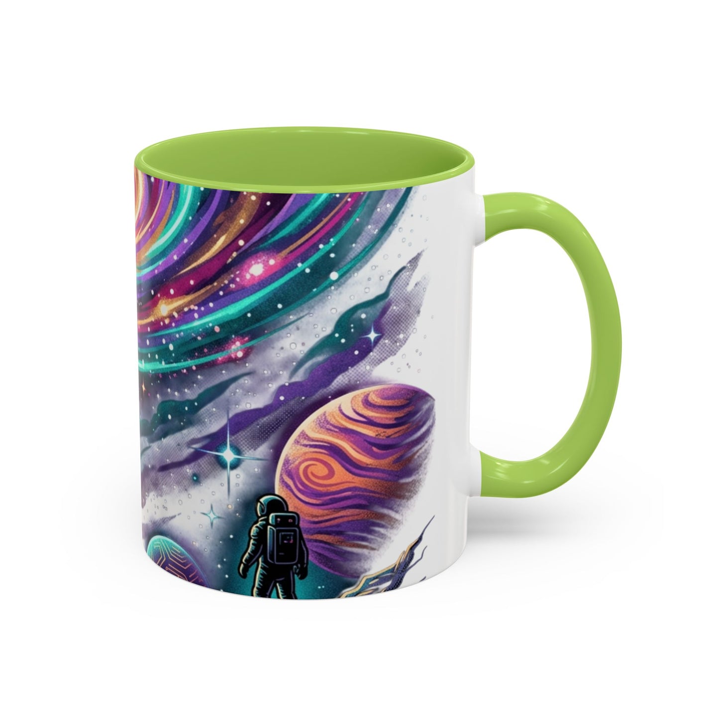 Cosmic Galaxy Satellite Accent Mug — Swirling Nebula Full-Wrap 11oz