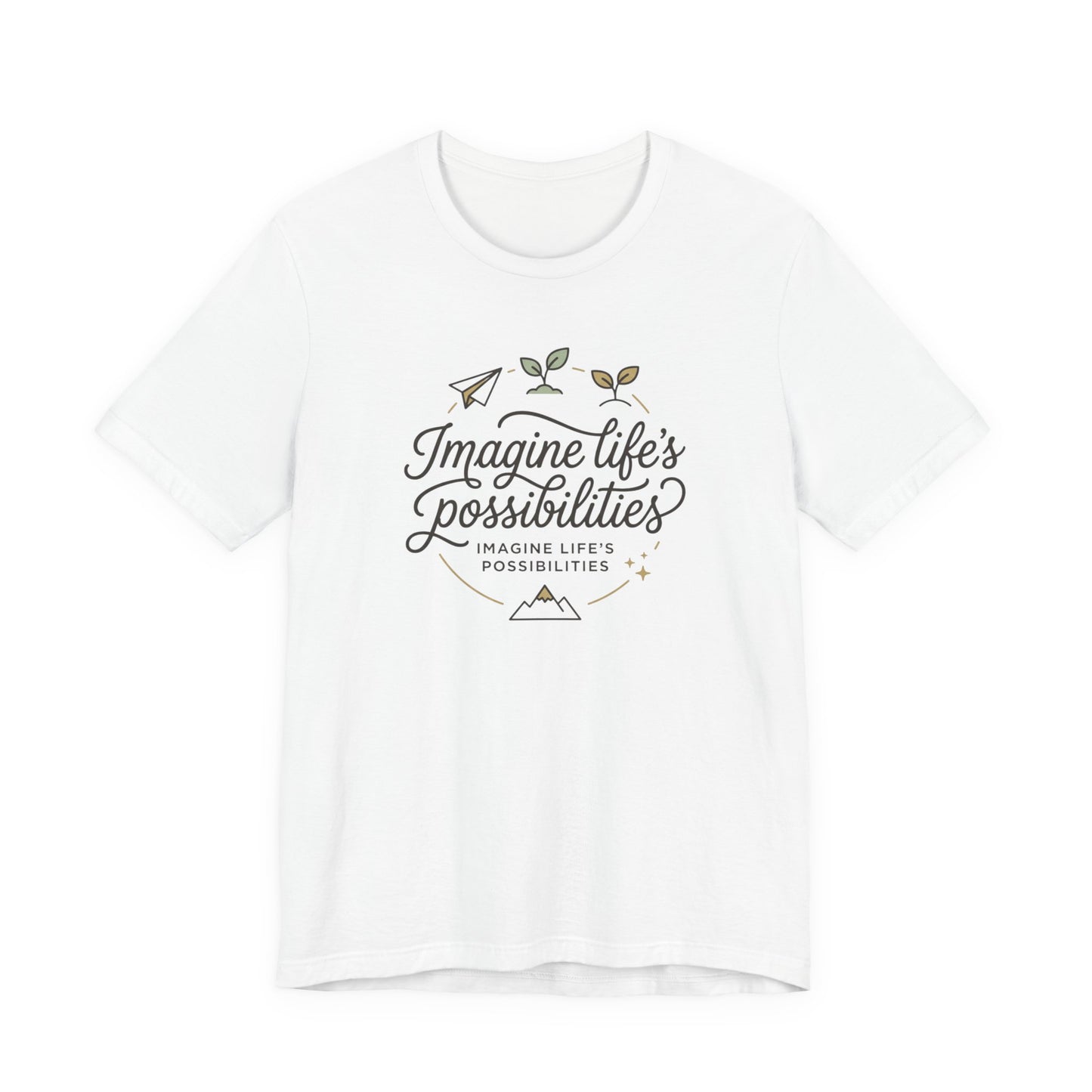 Imagine Life’s Possibilities Inspirational Tee — Botanical Script Graphic Tee
