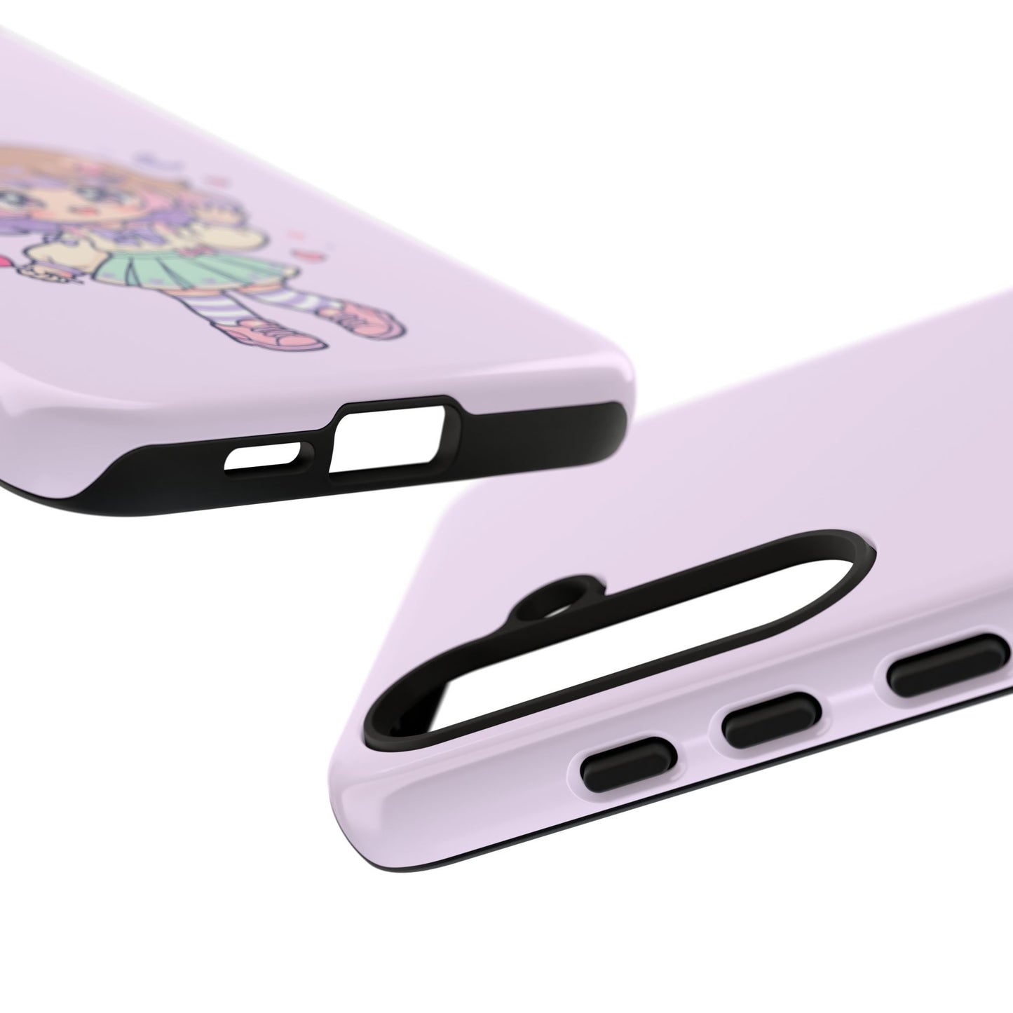 Cute Kawaii Girl Phone Case — Pastel Anime iPhone Cover with Hearts & Moon