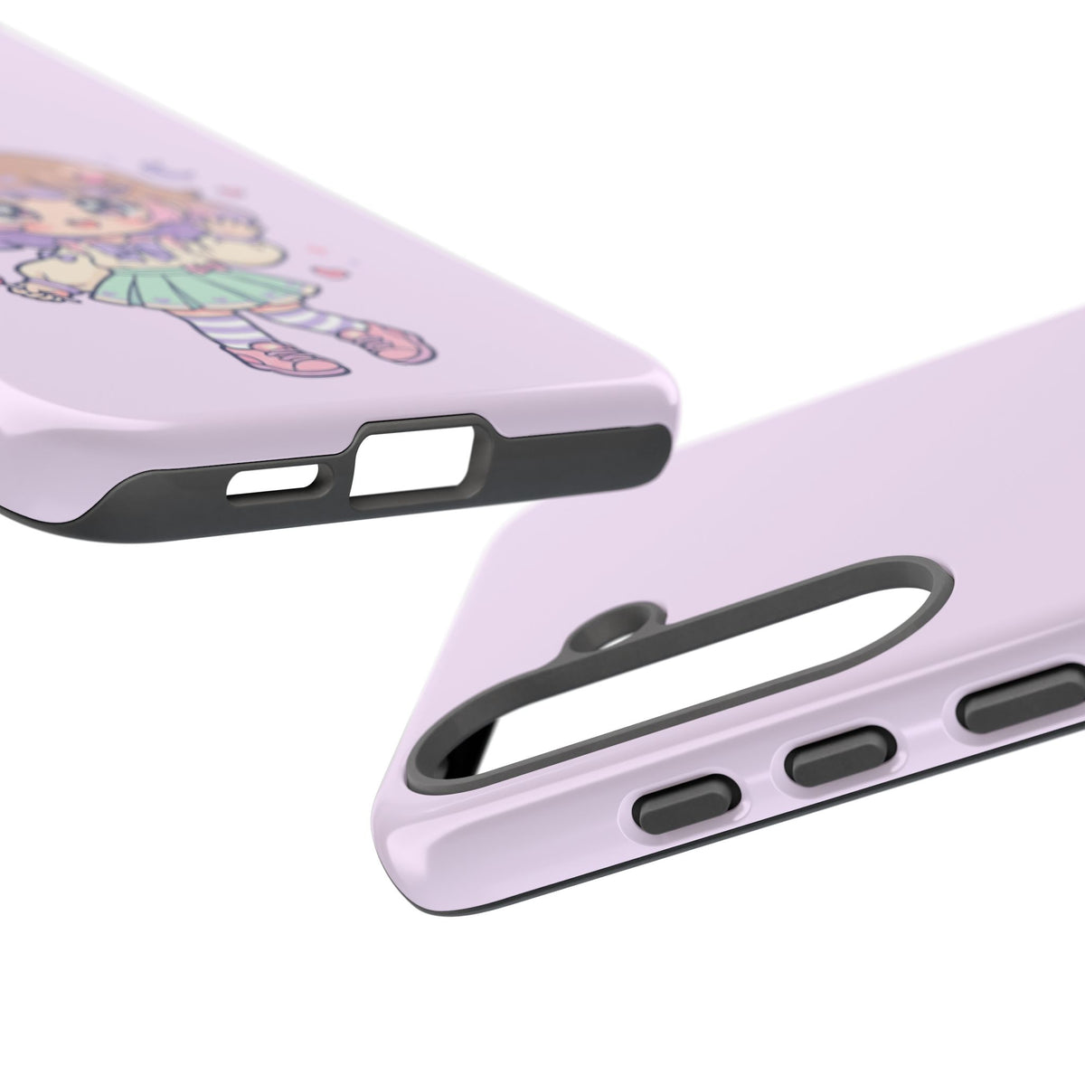 Cute Kawaii Girl Phone Case — Pastel Anime iPhone Cover with Hearts & Moon